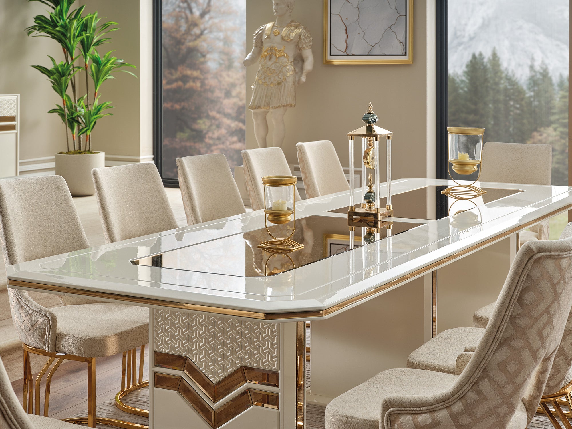 Zen Diningroom (Consol With Mirror & Dining Table & 6 Dining Chair)