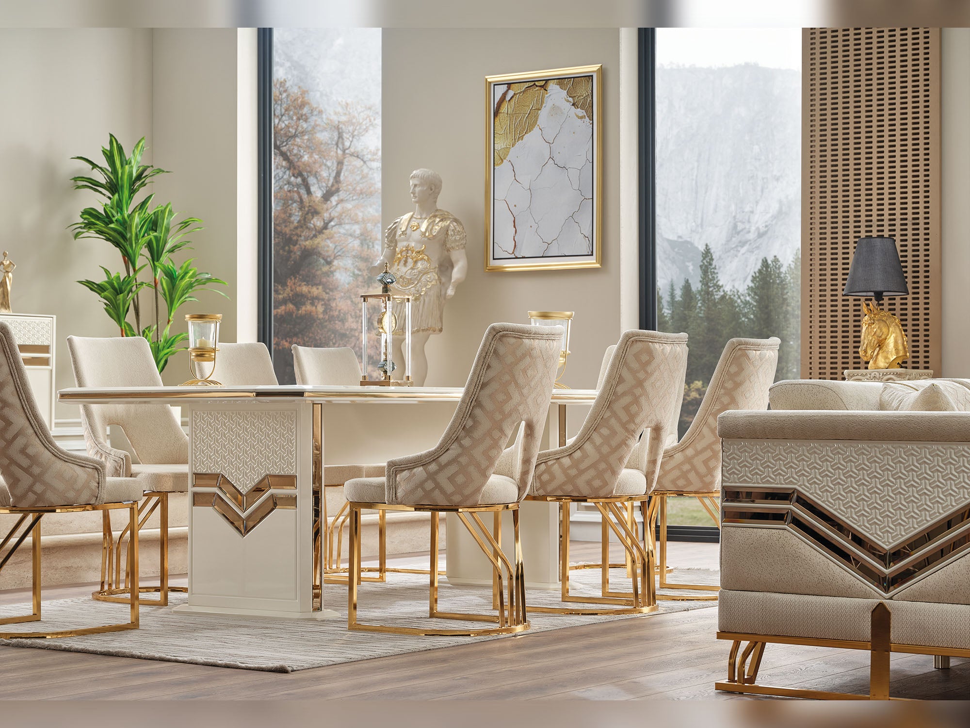 Zen Diningroom (Consol With Mirror & Dining Table & 6 Dining Chair)