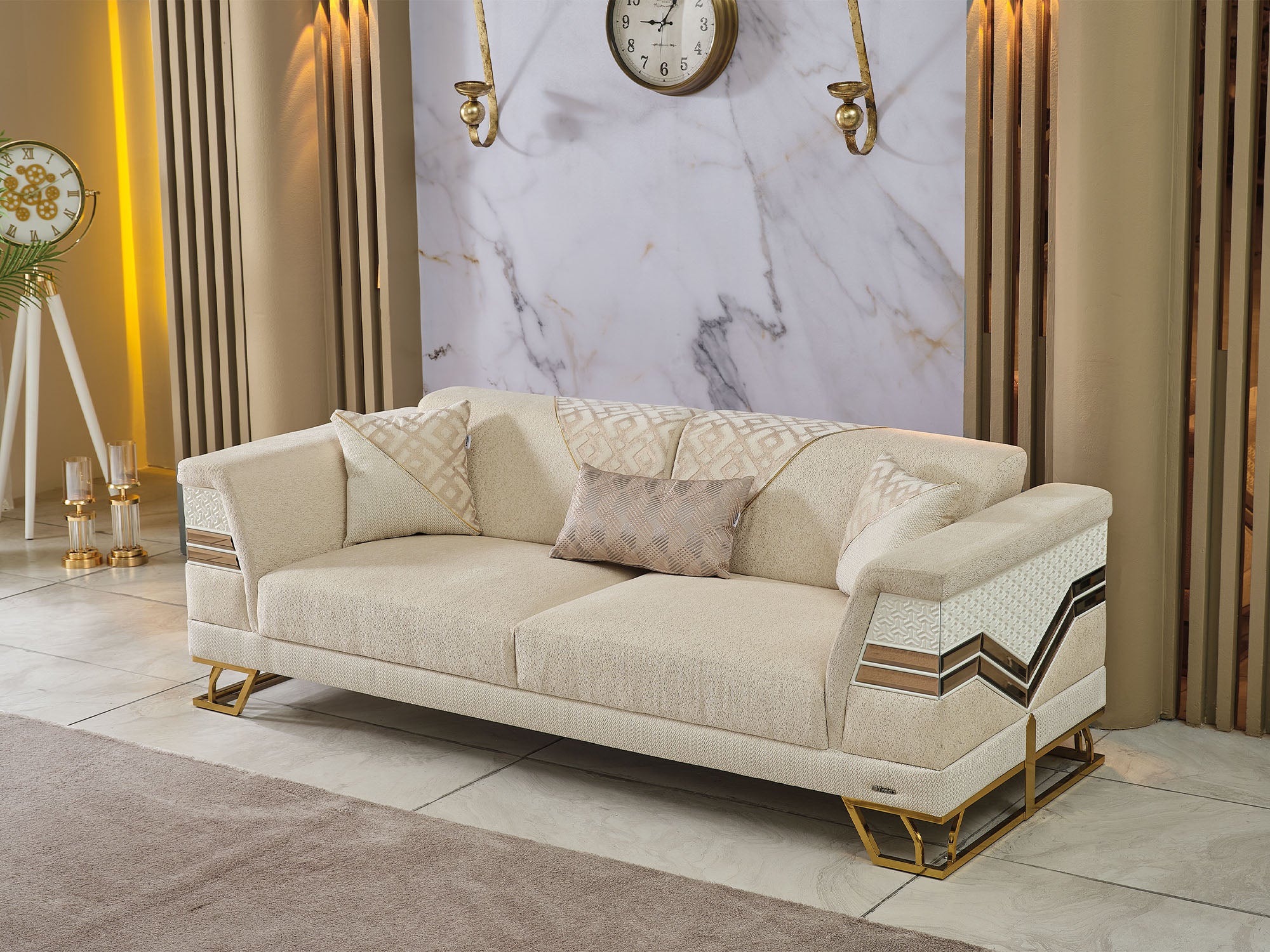 Zen 3-pieces (Sofa & Loveseat & Chair) Livingroom Set Cream