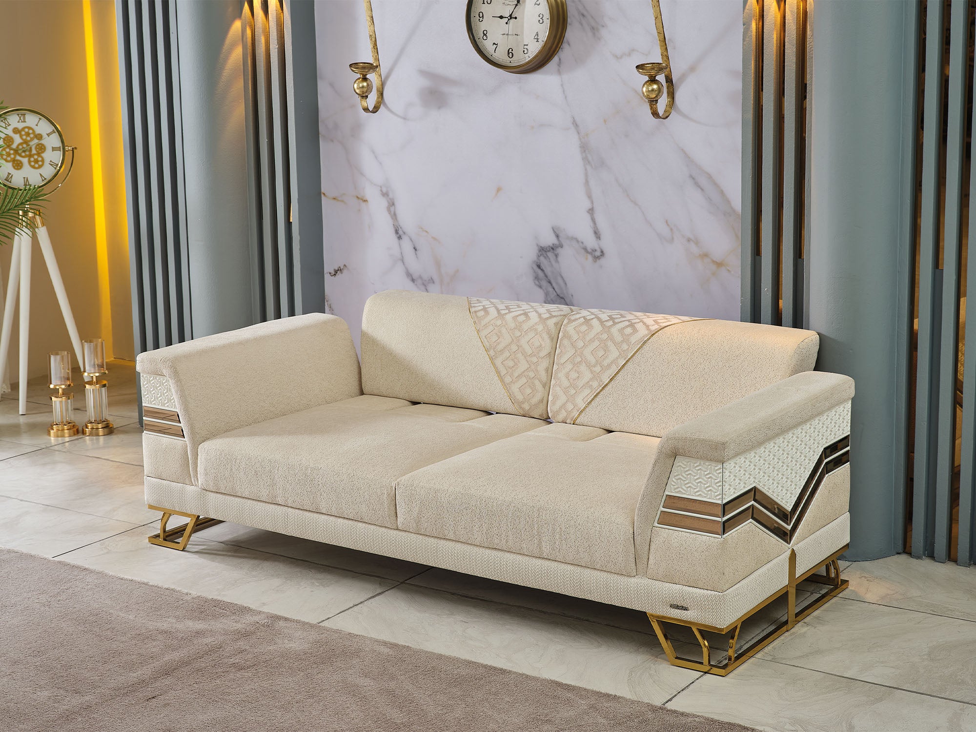 Zen 3-pieces (Sofa & Loveseat & Chair) Livingroom Set Cream