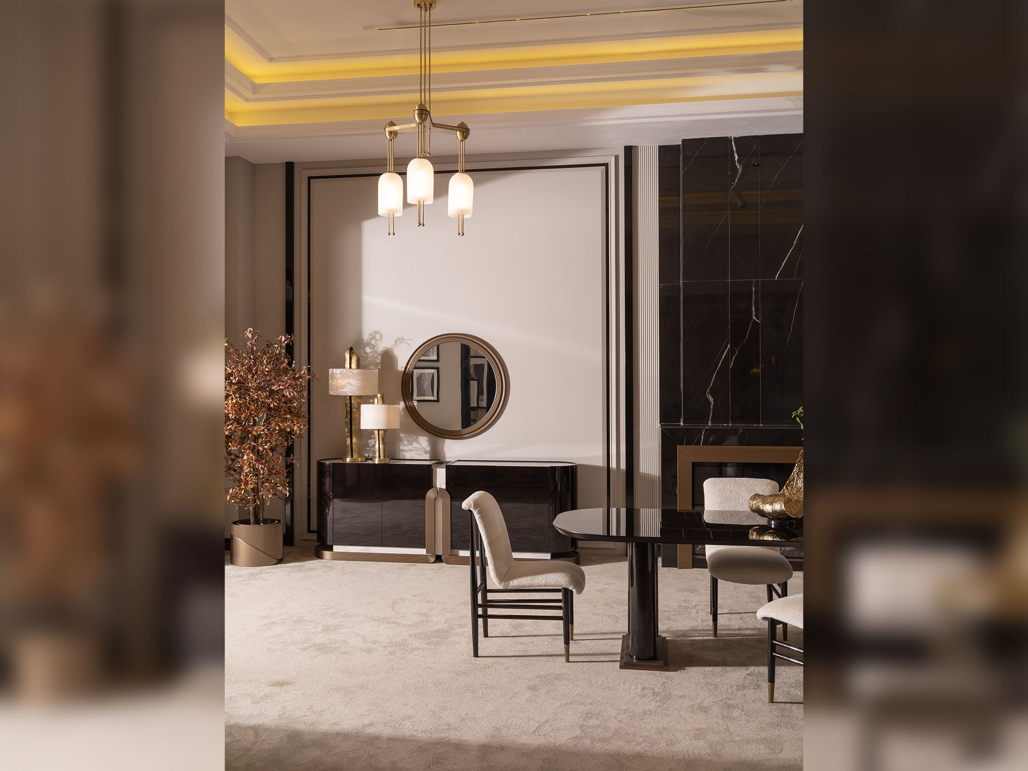 Zenith Diningroom (Consol With Mirror & Dining Table & 6 Dining Chair)