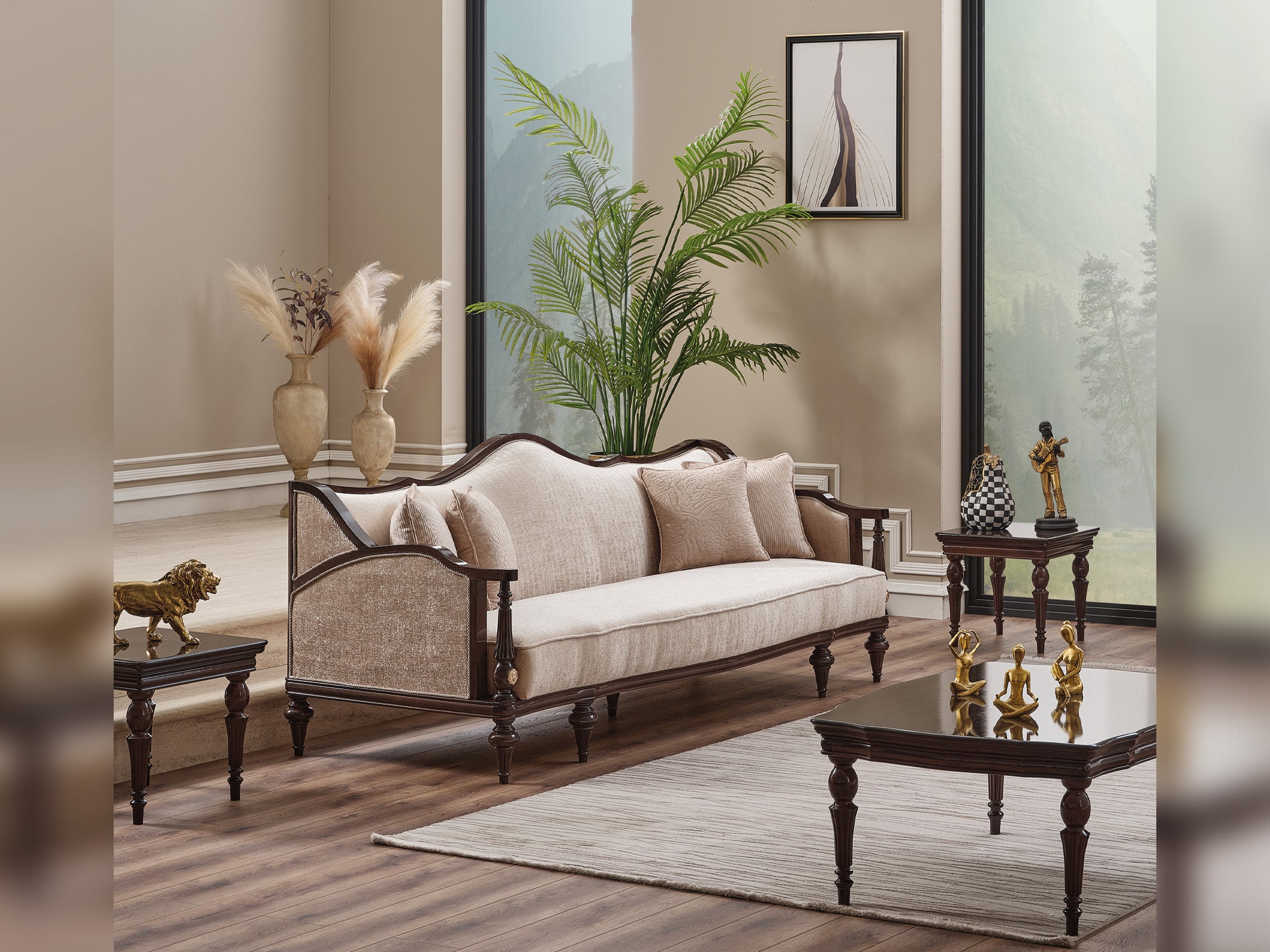 Zumrut Lux 3-pieces (Sofa & Loveseat & Chair) Livingroom Set Beige