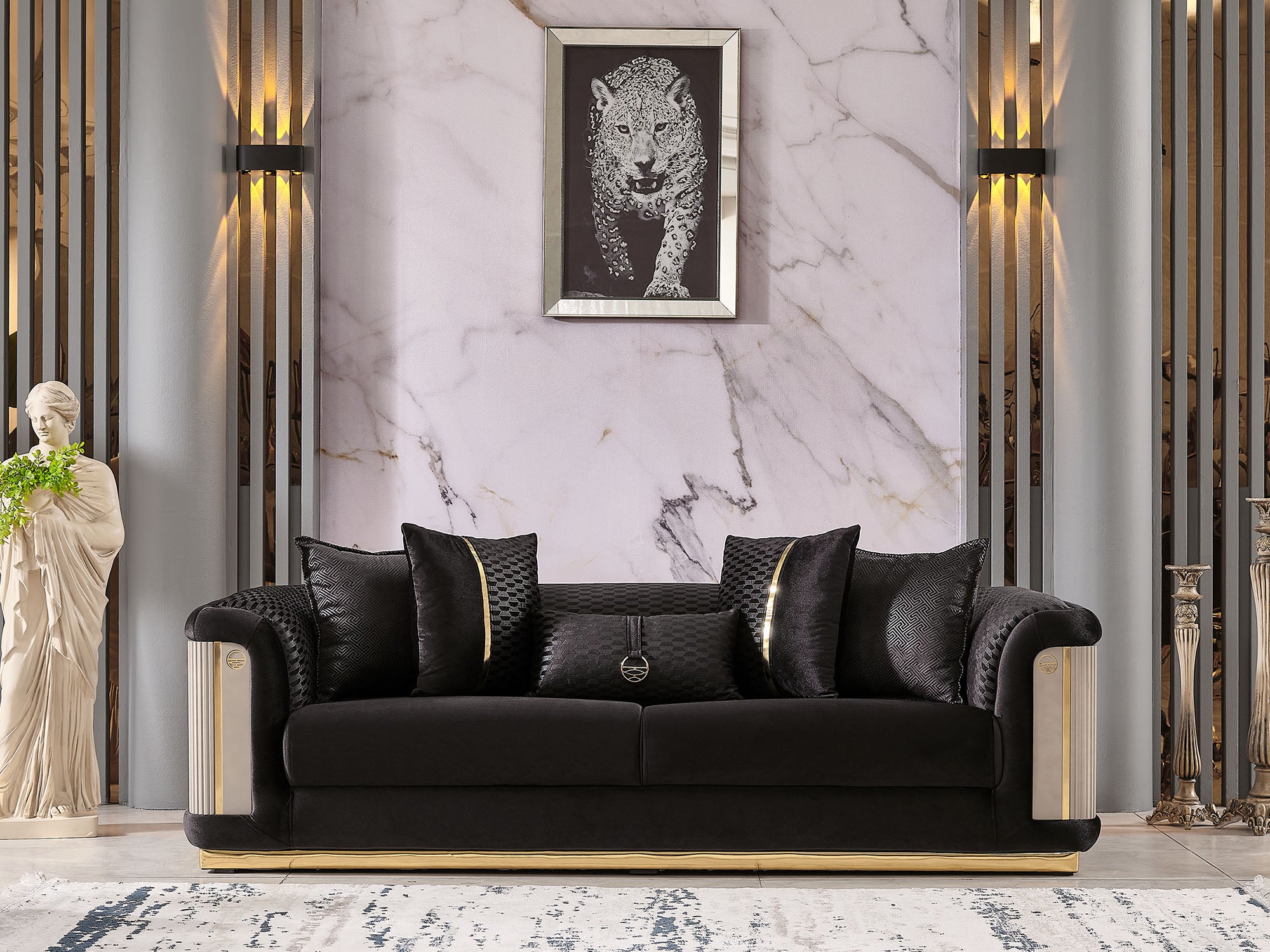 Elegance 3-pieces (Sofa & Loveseat & Chair) Livingroom Set Black