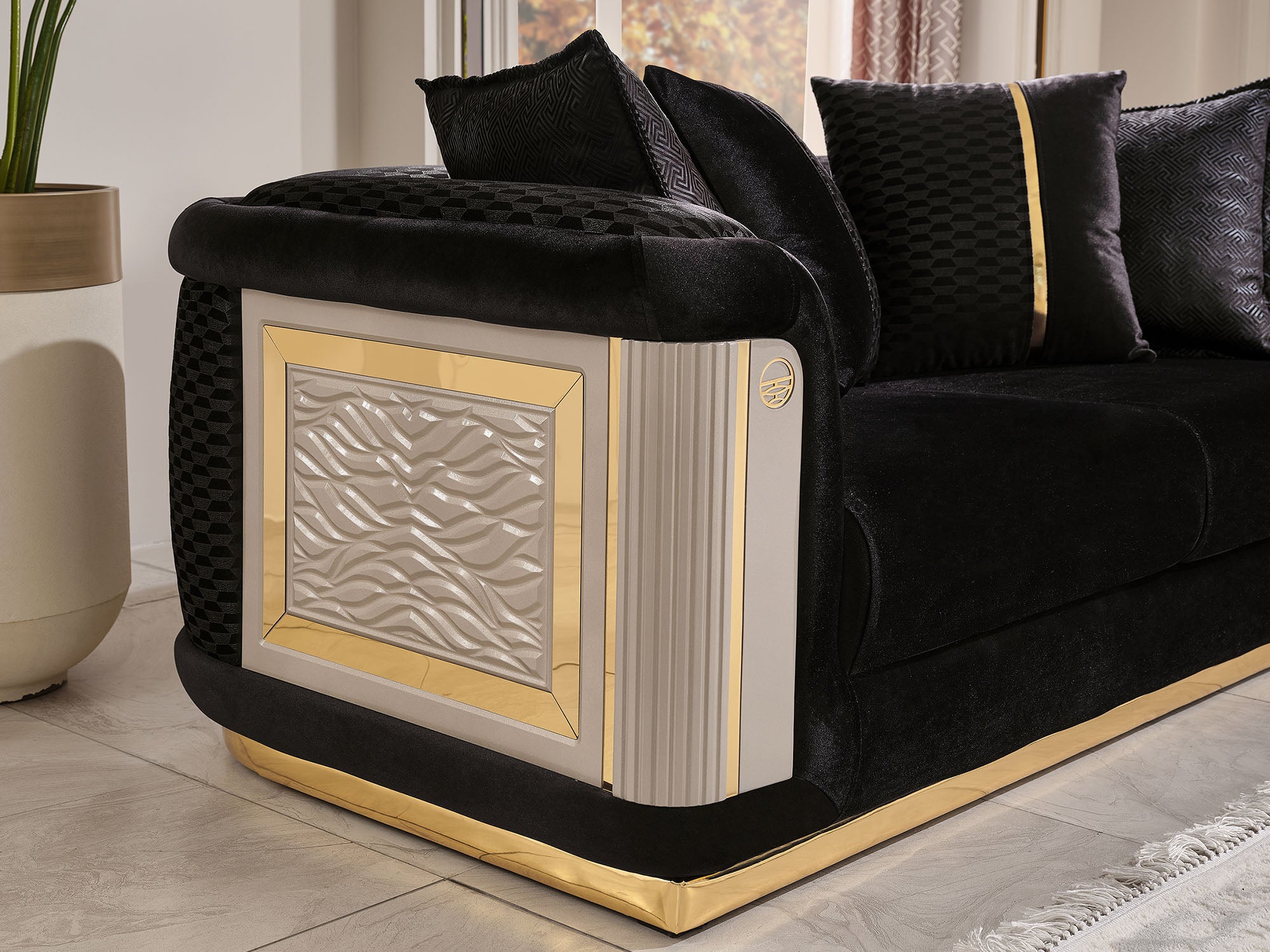 Elegance 3-pieces (Sofa & Loveseat & Chair) Livingroom Set Black