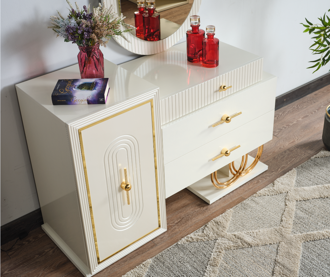 Marsel Bedroom (Queen Storage Bed With Headboard & Dresser With Mirror & 2 Nightstand With Back Part)