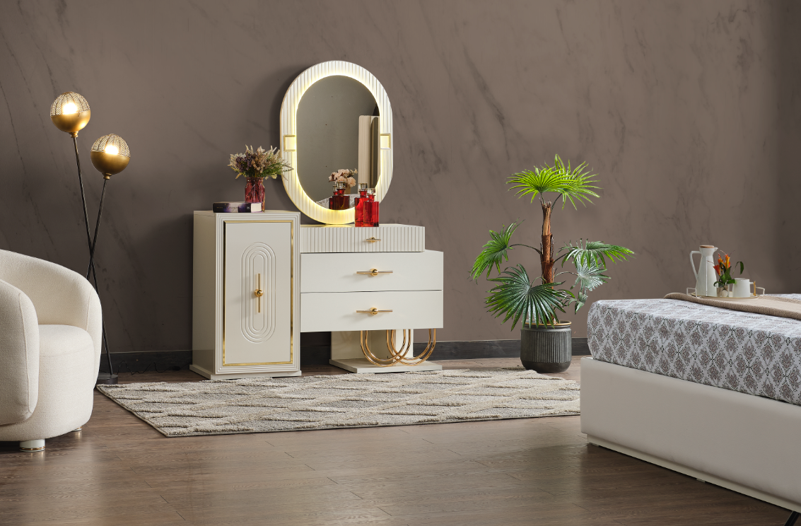 Marsel Bedroom (Queen Storage Bed With Headboard & Dresser With Mirror & 2 Nightstand With Back Part)