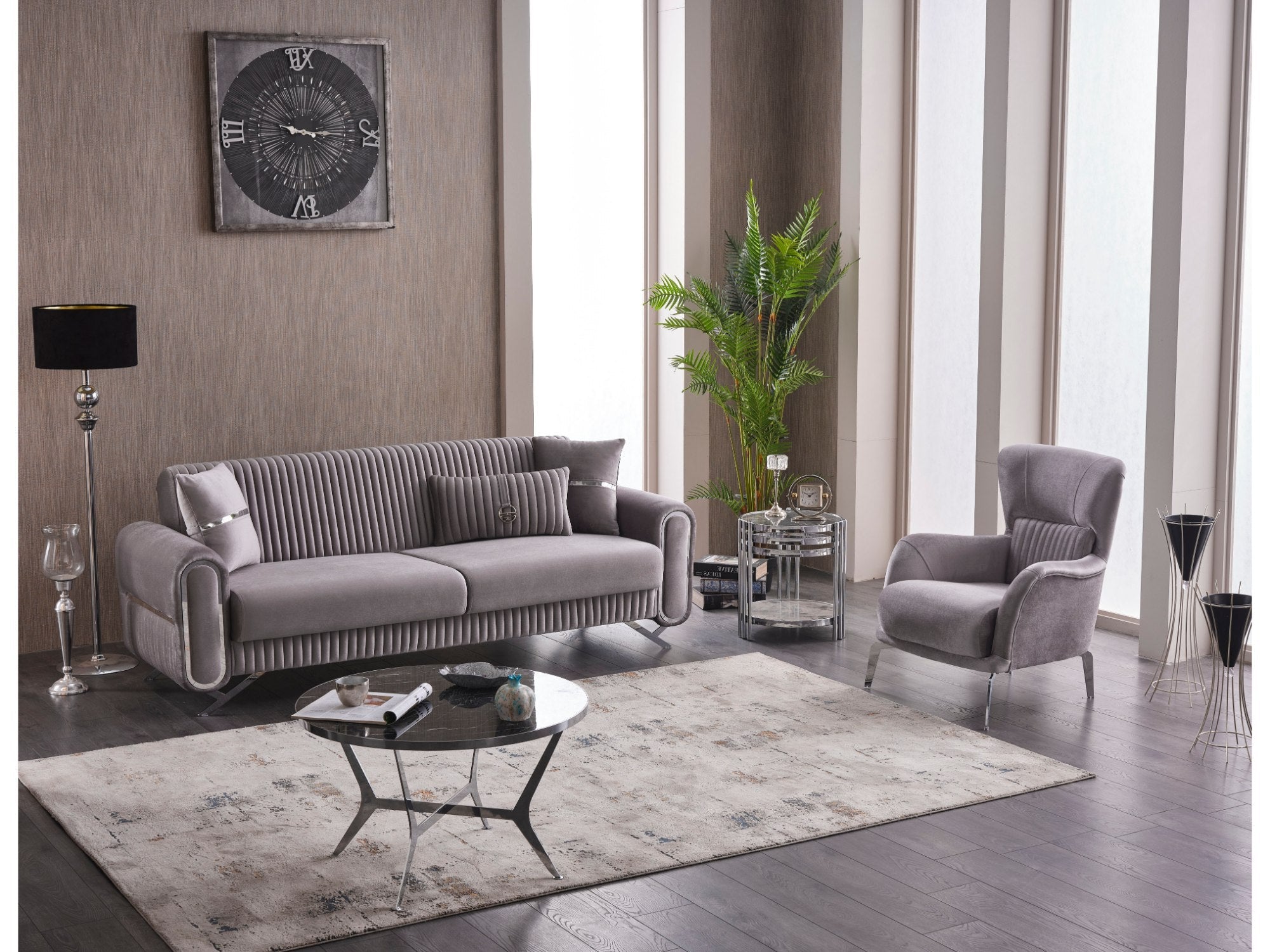 Royal 3-pieces (Sofa & Loveseat & Chair) Livingroom Set Light Grey