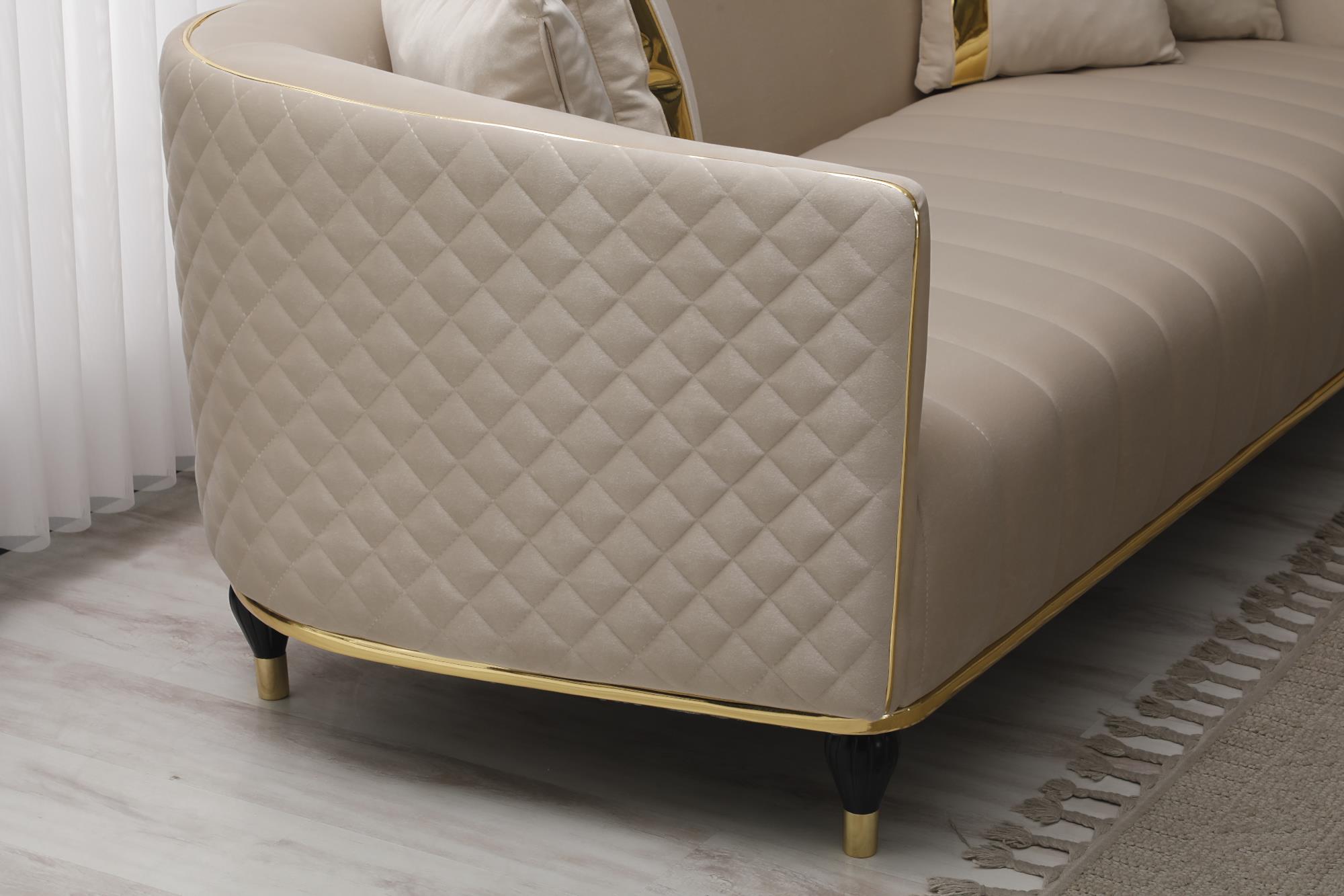 Toronto 3-pieces (Sofa & Loveseat & Chair) Livingroom Set Cream