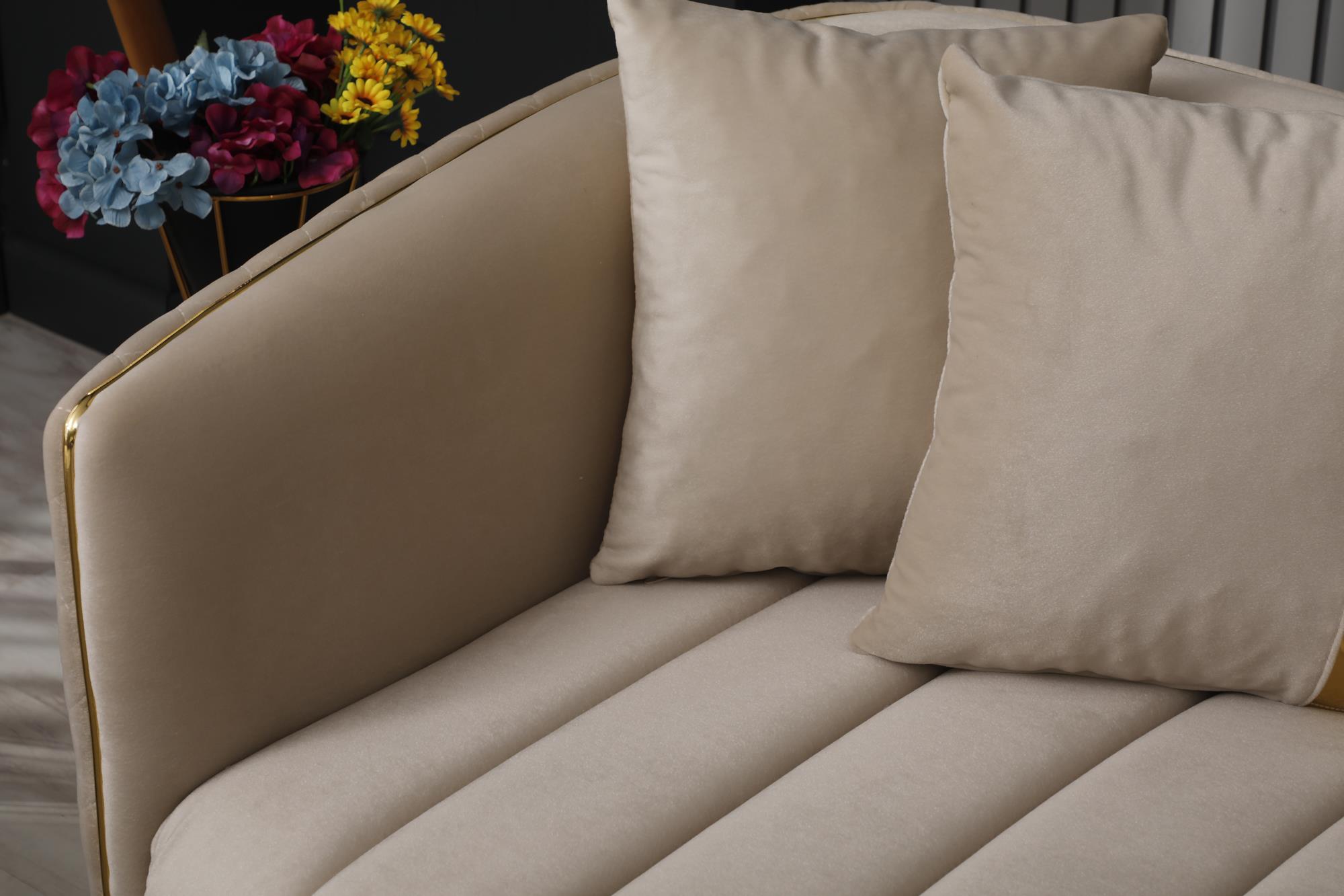 Toronto 3-pieces (Sofa & Loveseat & Chair) Livingroom Set Cream