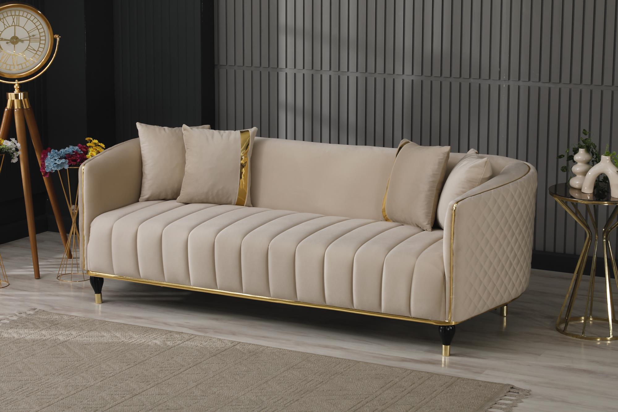 Toronto 3-pieces (Sofa & Loveseat & Chair) Livingroom Set Cream