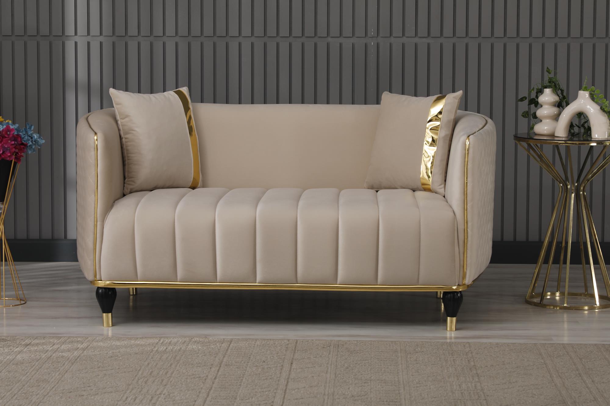 Toronto 3-pieces (Sofa & Loveseat & Chair) Livingroom Set Cream