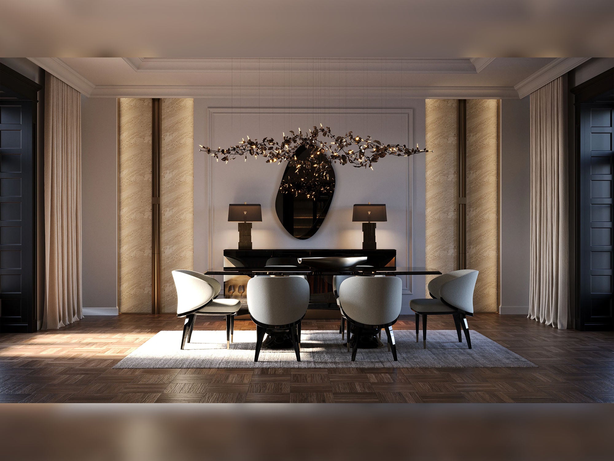 Anka Diningroom (Consol With Mirror & Dining Table & 6 Dining Chair)