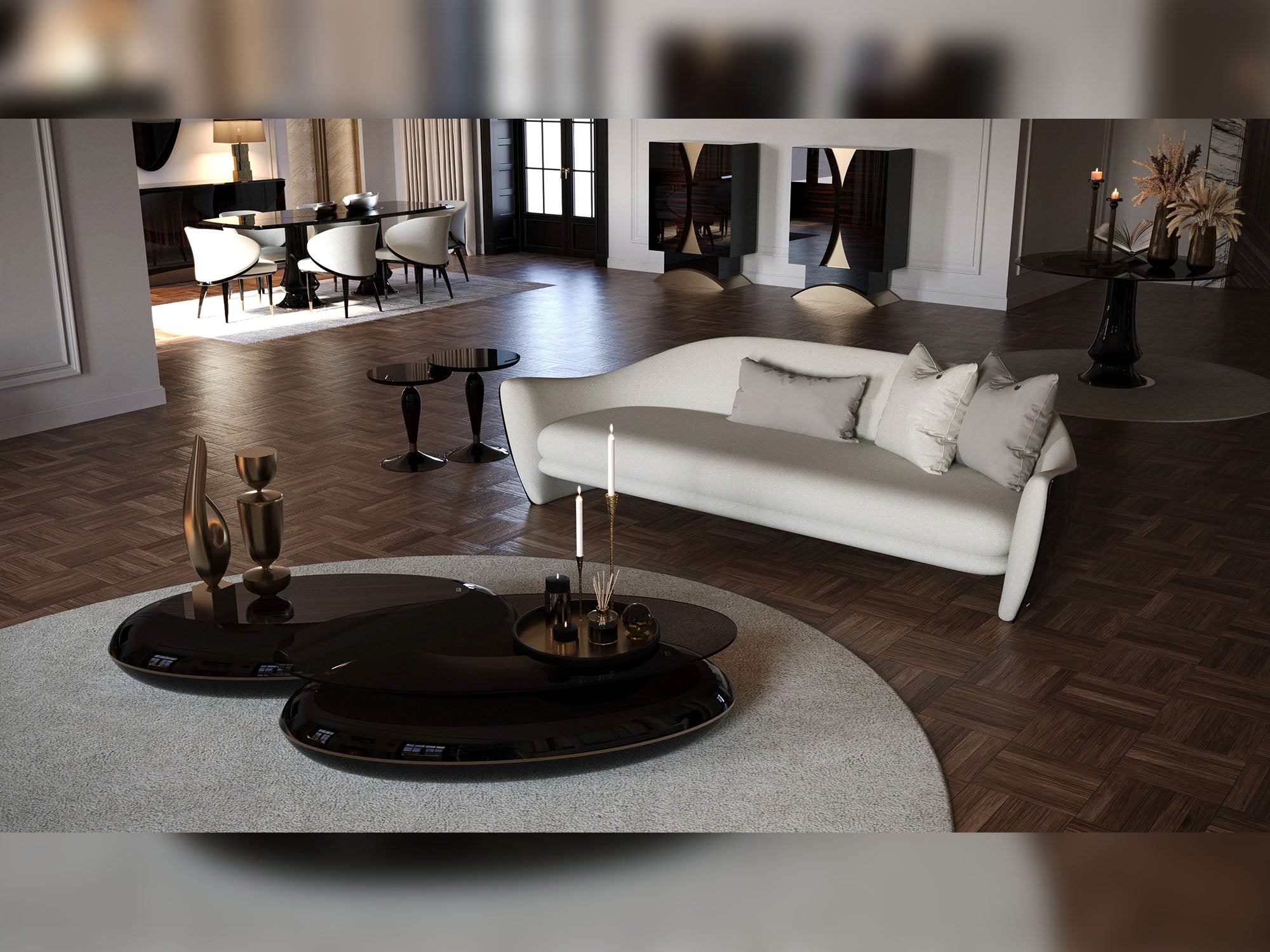 Anka 4-pieces (1 Four Seater Lux Sofa & 1 Four Seater Sofa & 2 Chair) Livingroom