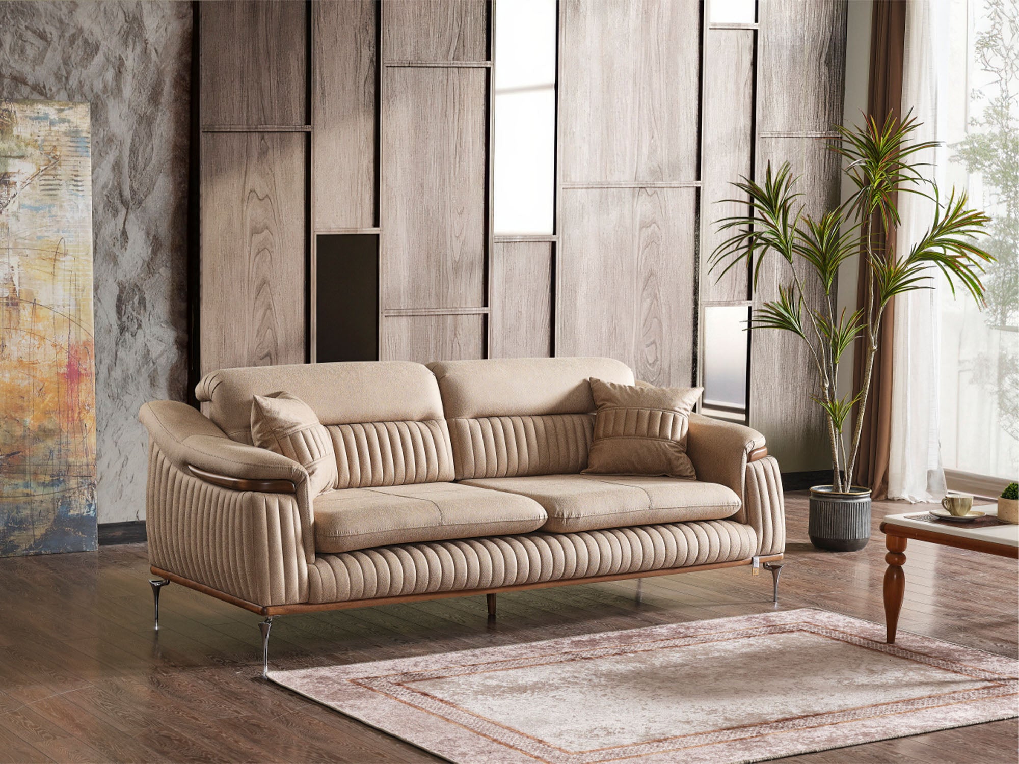 Ahsen 3-pieces (Sofa & Loveseat & Chair) Livingroom Set Beige