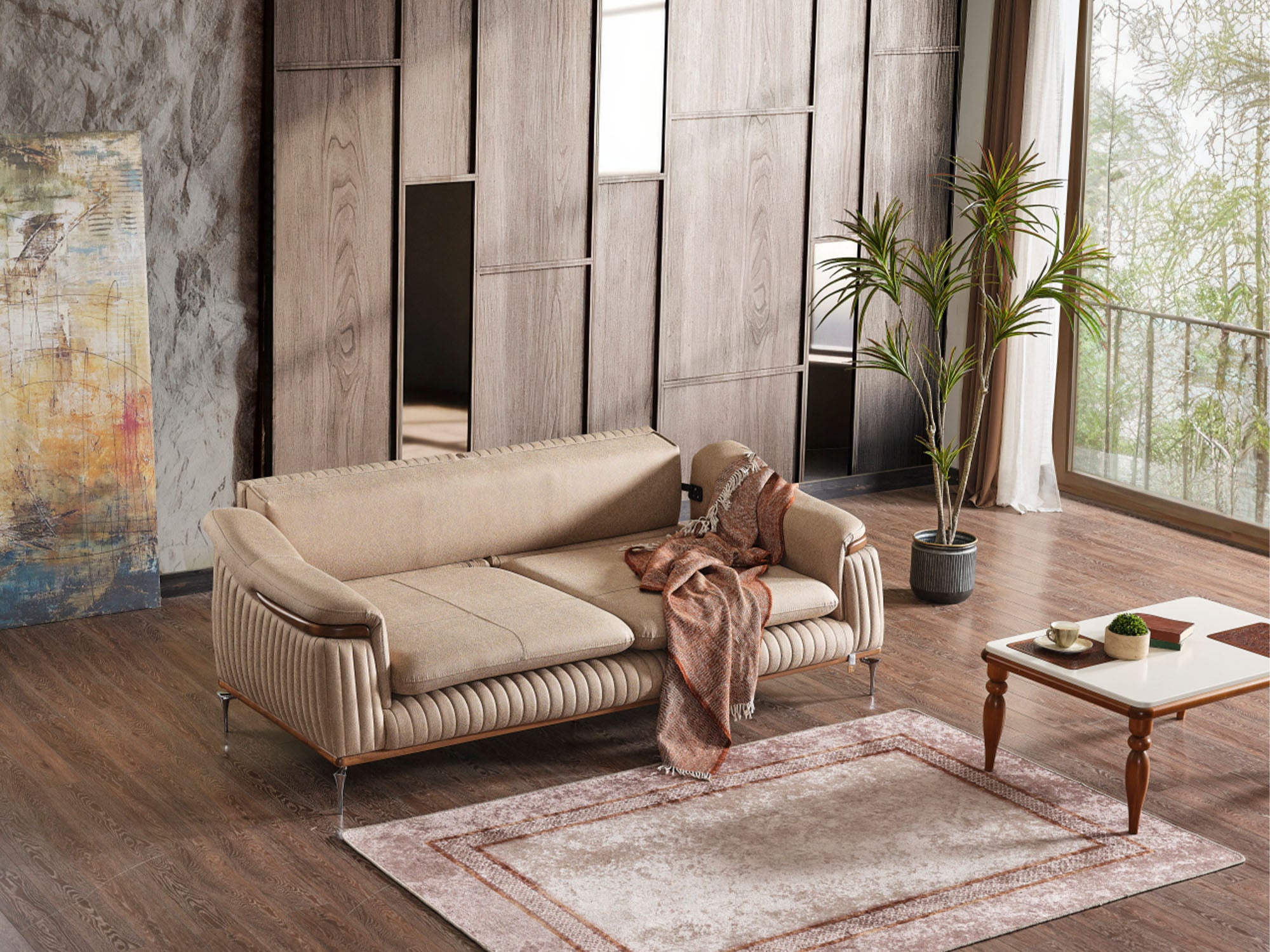 Ahsen 3-pieces (Sofa & Loveseat & Chair) Livingroom Set Beige