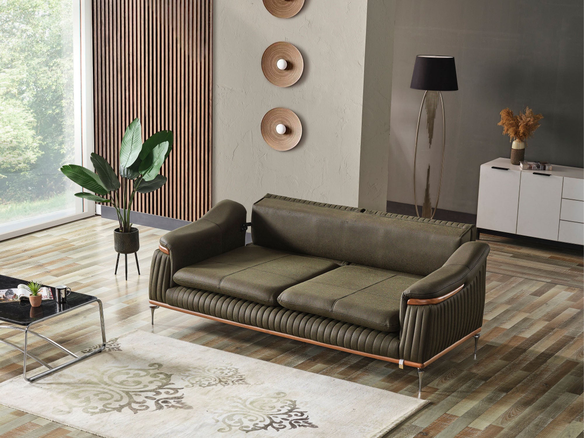 Ahsen 3-pieces (Sofa & Loveseat & Chair) Livingroom Set Khaki