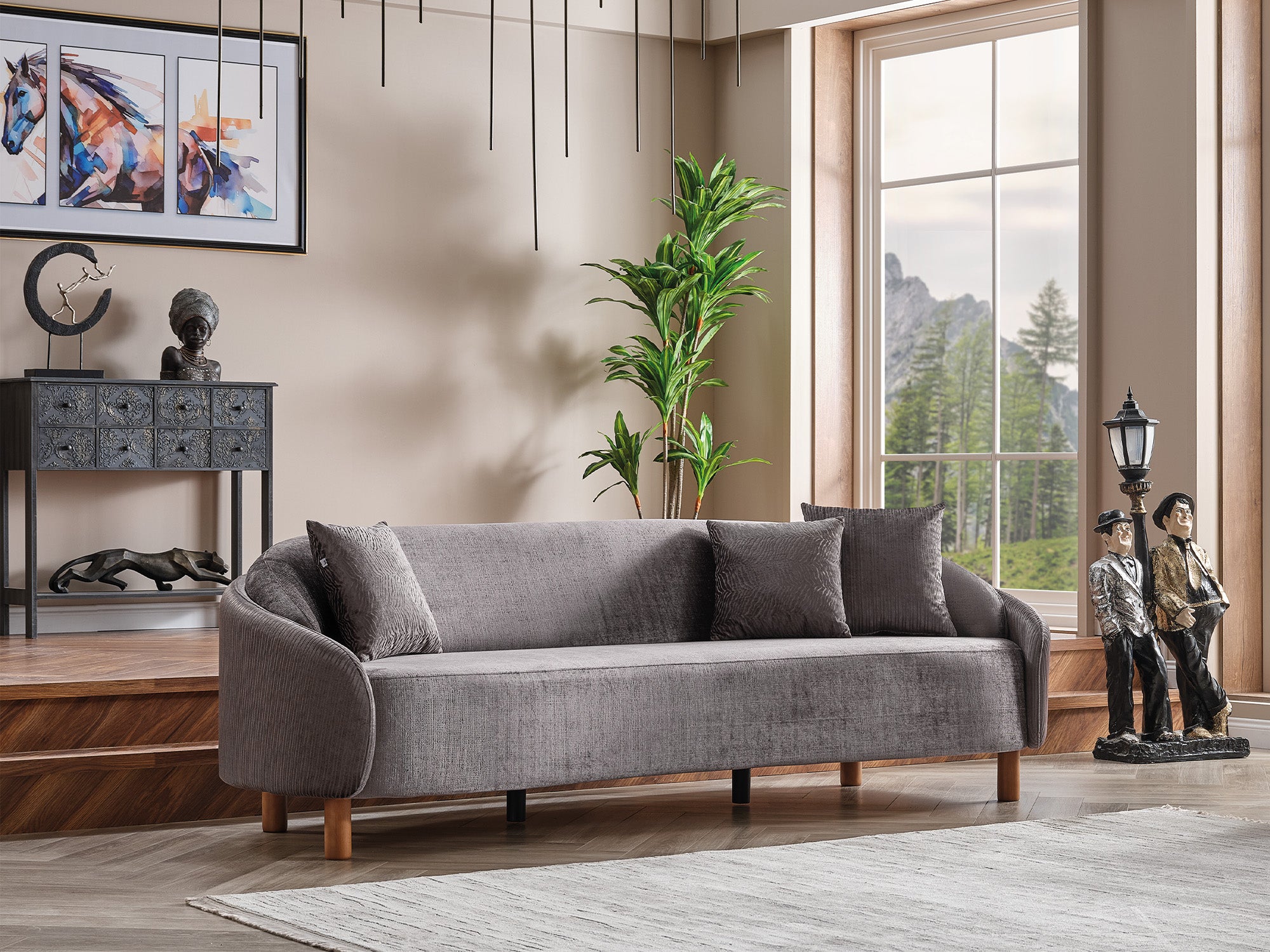 Alessa 4-pieces (2 Sofa & 2 Chair) Livingroom Set Grey