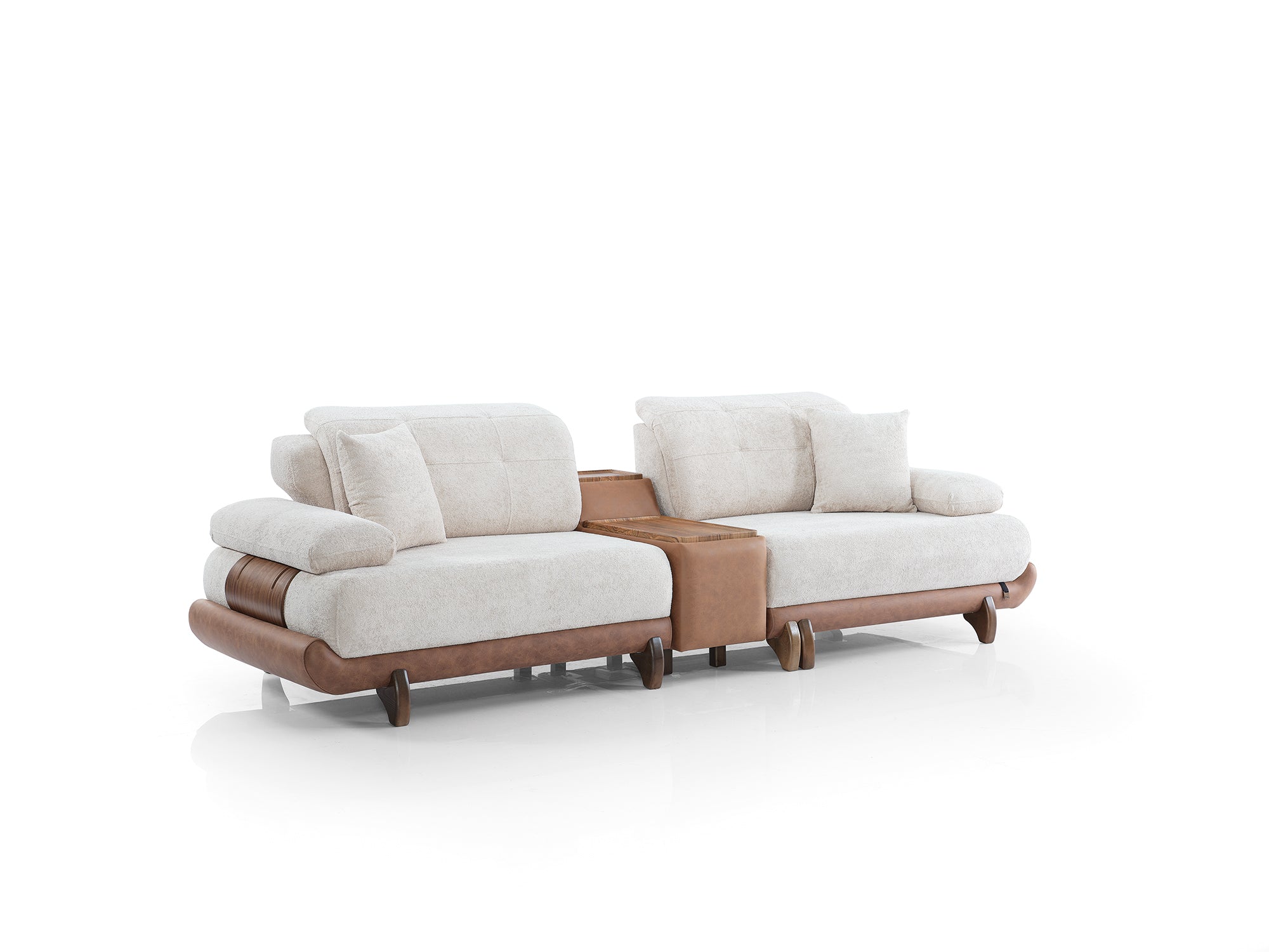 Alexa 4-pieces (Sofa & Module Sofa & 2 Chair) Livingroom Set Cream