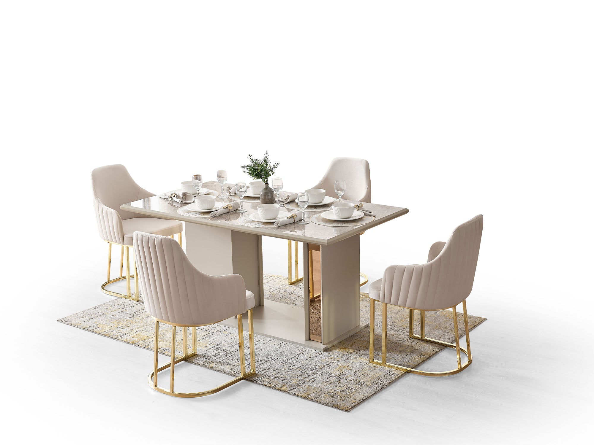 Antik Diningroom (Consol With Mirror & Dining Table & 6 Dining Chair)