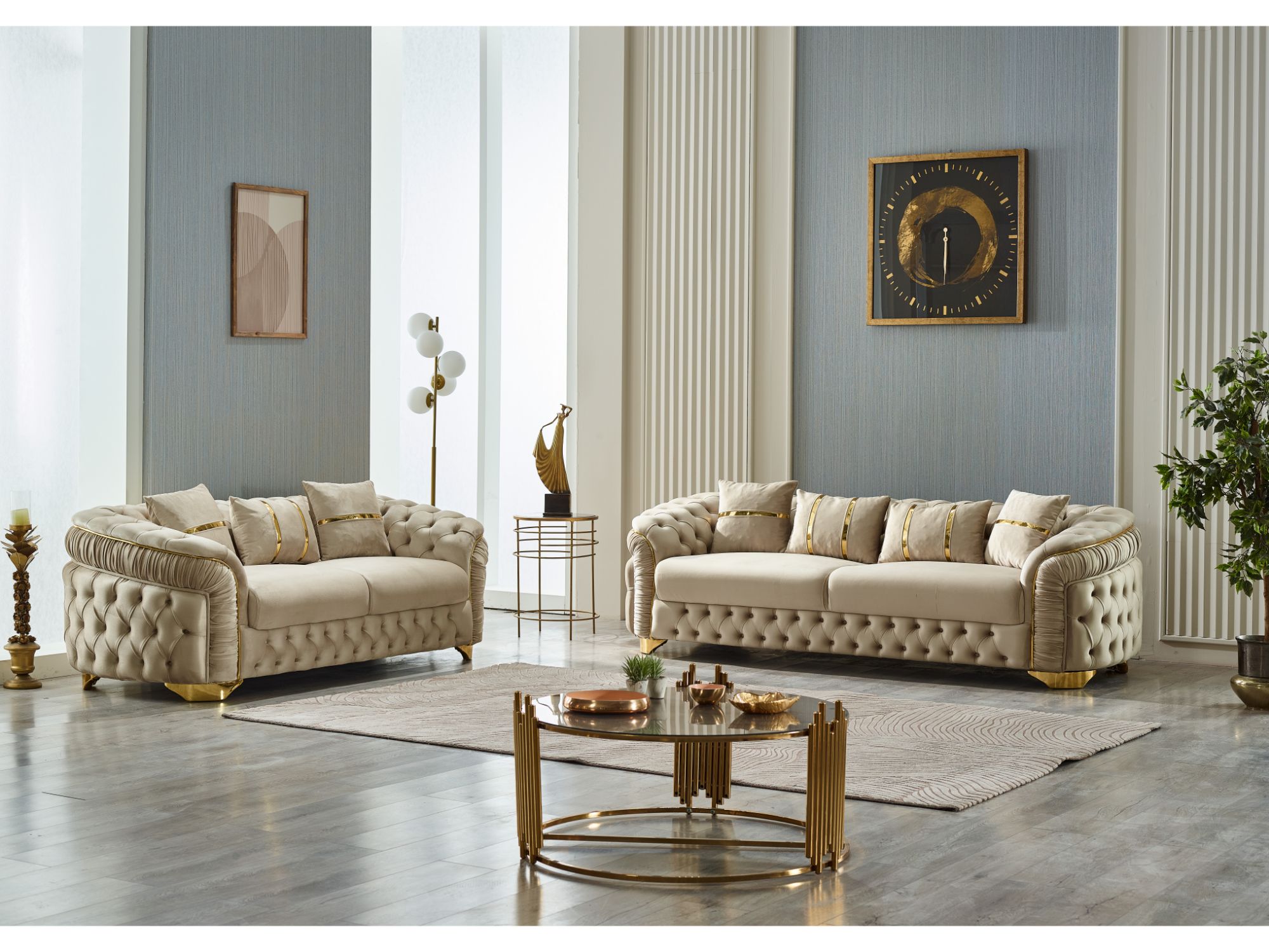 Arizona 3-pieces (Sofa & Loveseat & Chair) Livingroom Set Beige