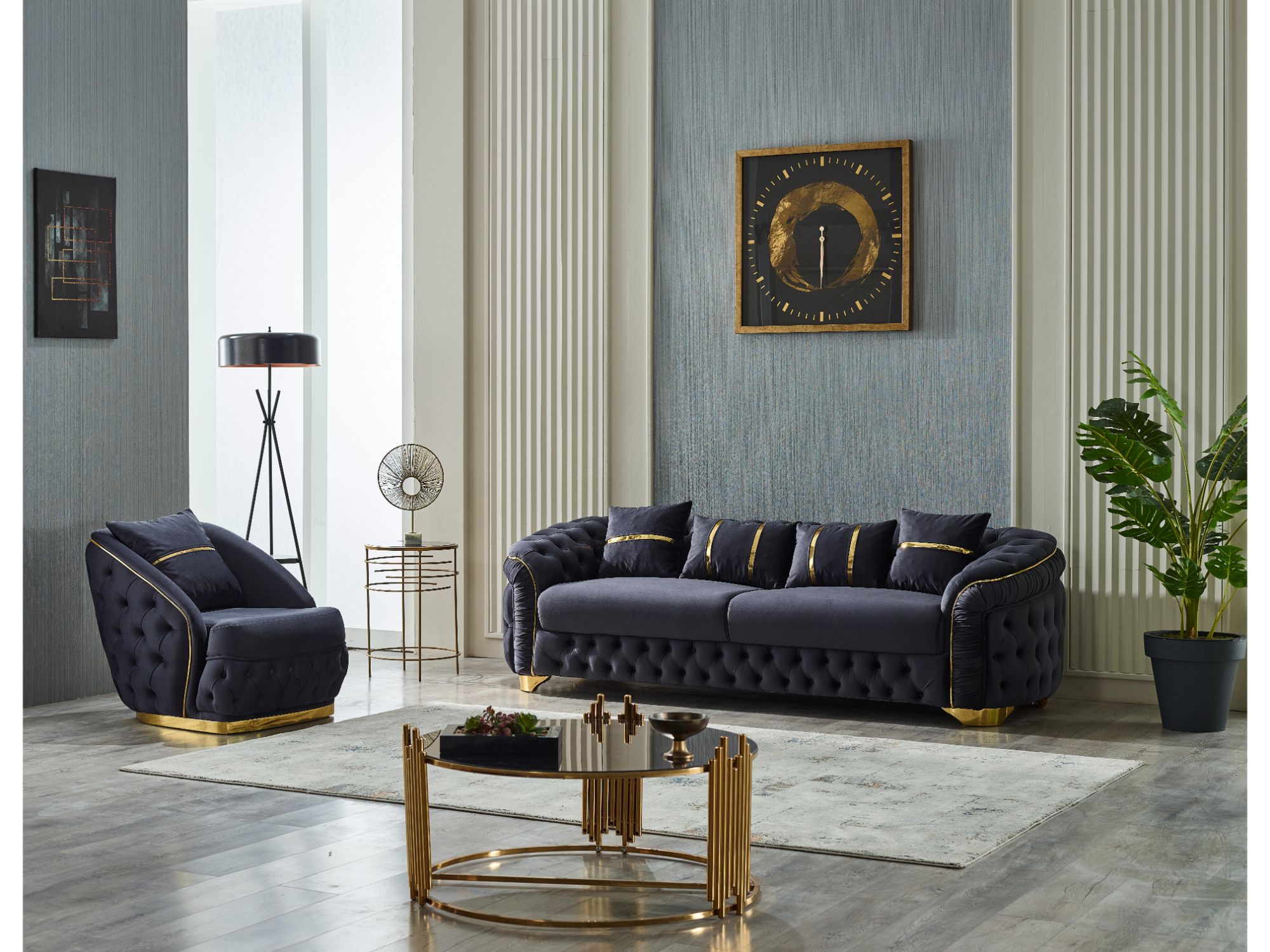 Arizona 3-pieces (Sofa & Loveseat & Chair) Livingroom Set Anthracite