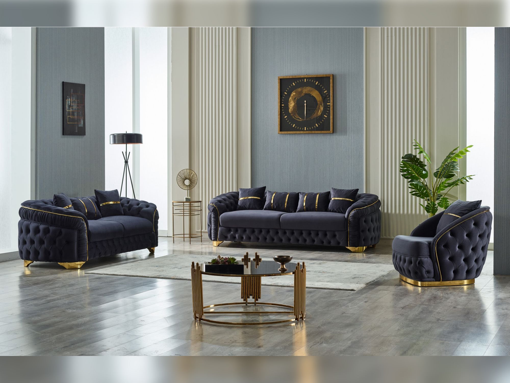 Arizona 3-pieces (Sofa & Loveseat & Chair) Livingroom Set Anthracite