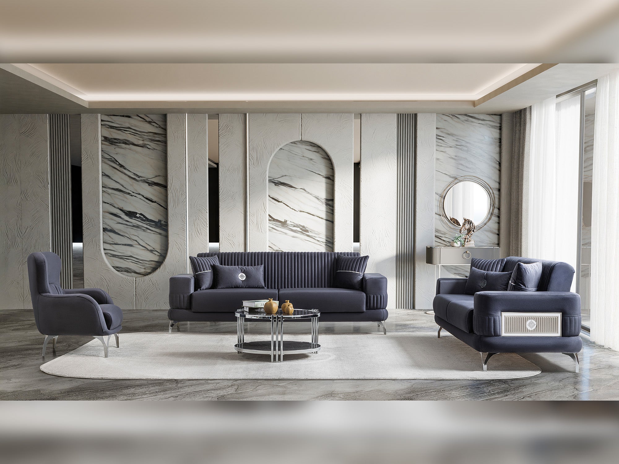 Aspendos 3-pieces (Sofa & Loveseat & Chair) Livingroom Set