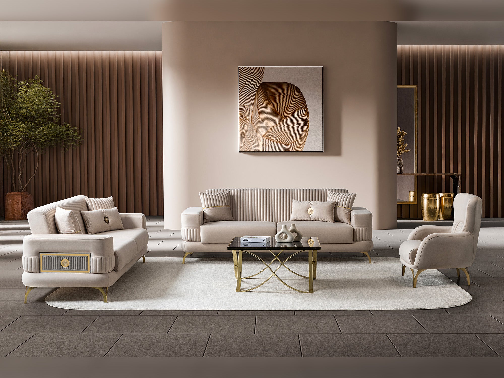 Aspendos 3-pieces (Sofa & Loveseat & Chair) Livingroom Set