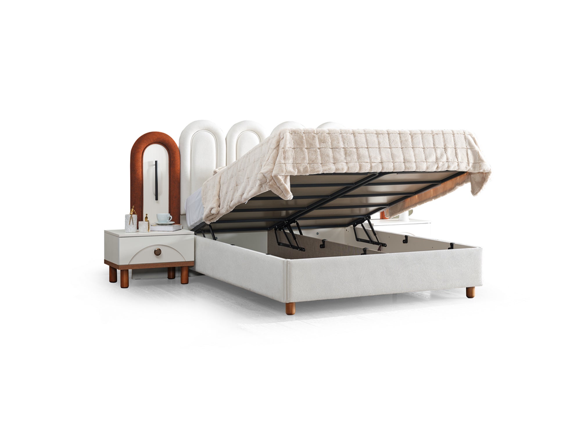 Bahama Bedroom (Queen Frame With Headboard & Dresser With Mirror & Ottoman & 2 Nightstand)