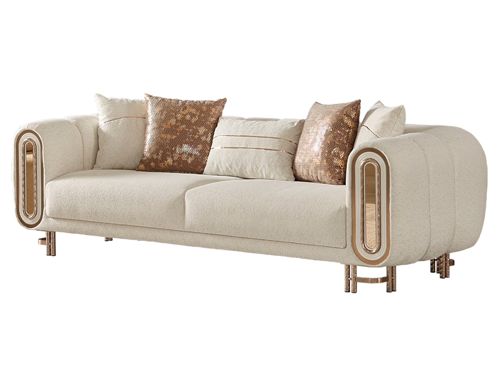 Bella 3-pieces (Sofa & Loveseat & Chair) Livingroom Set Cream