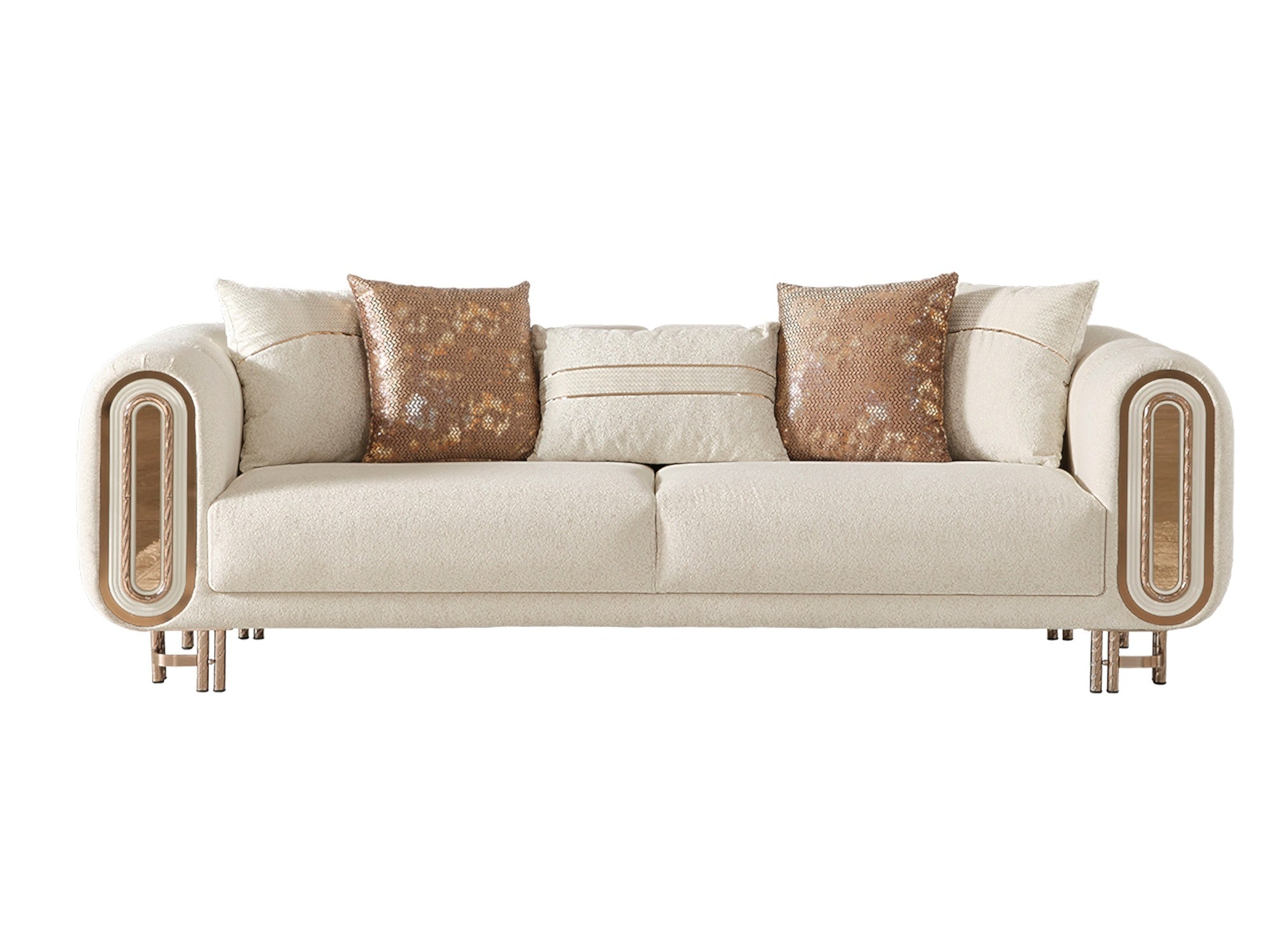 Bella 3-pieces (Sofa & Loveseat & Chair) Livingroom Set Cream
