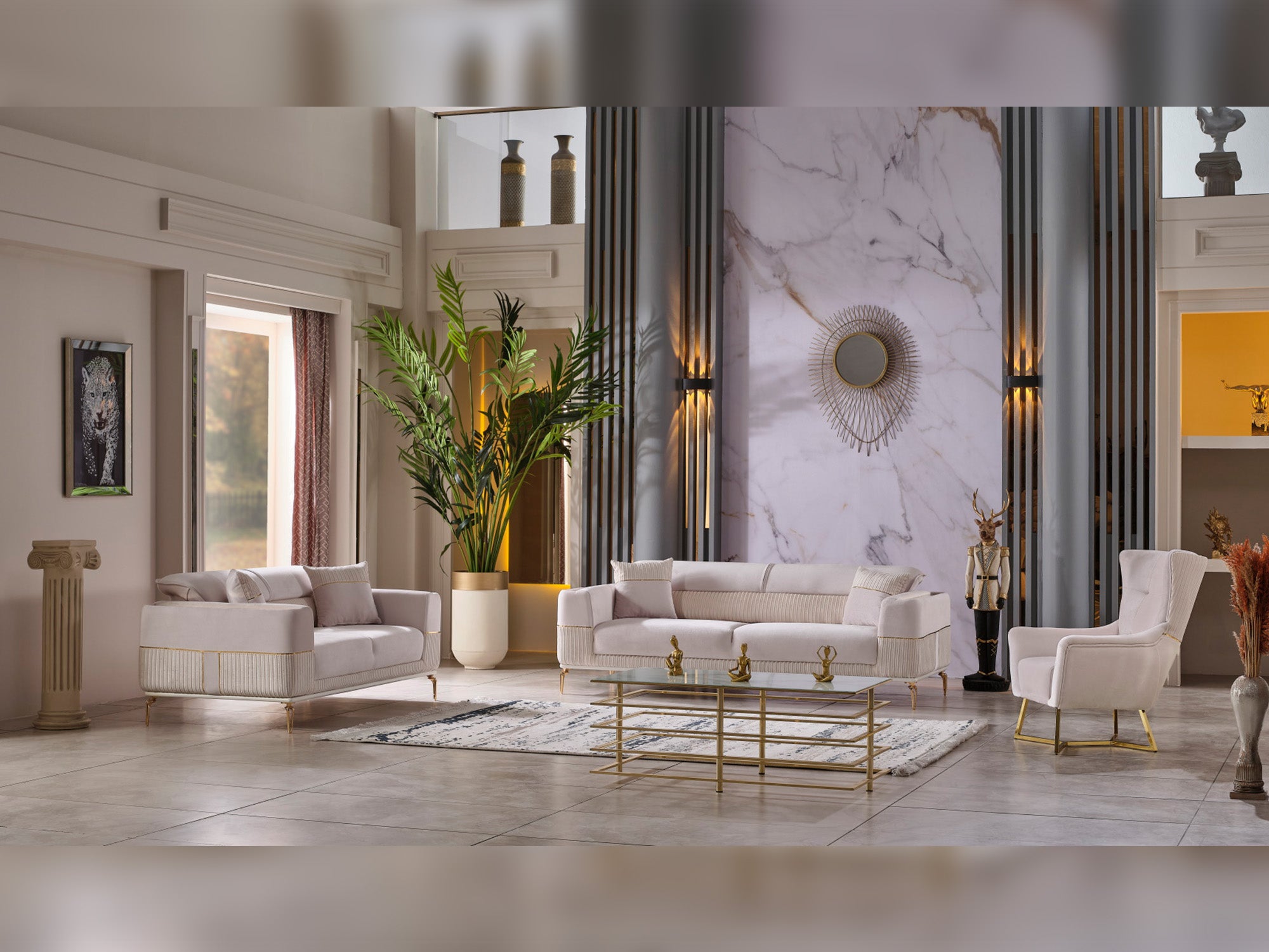 Berlin 3-pieces (Sofa & Loveseat & Chair)Livingroom Set Beige