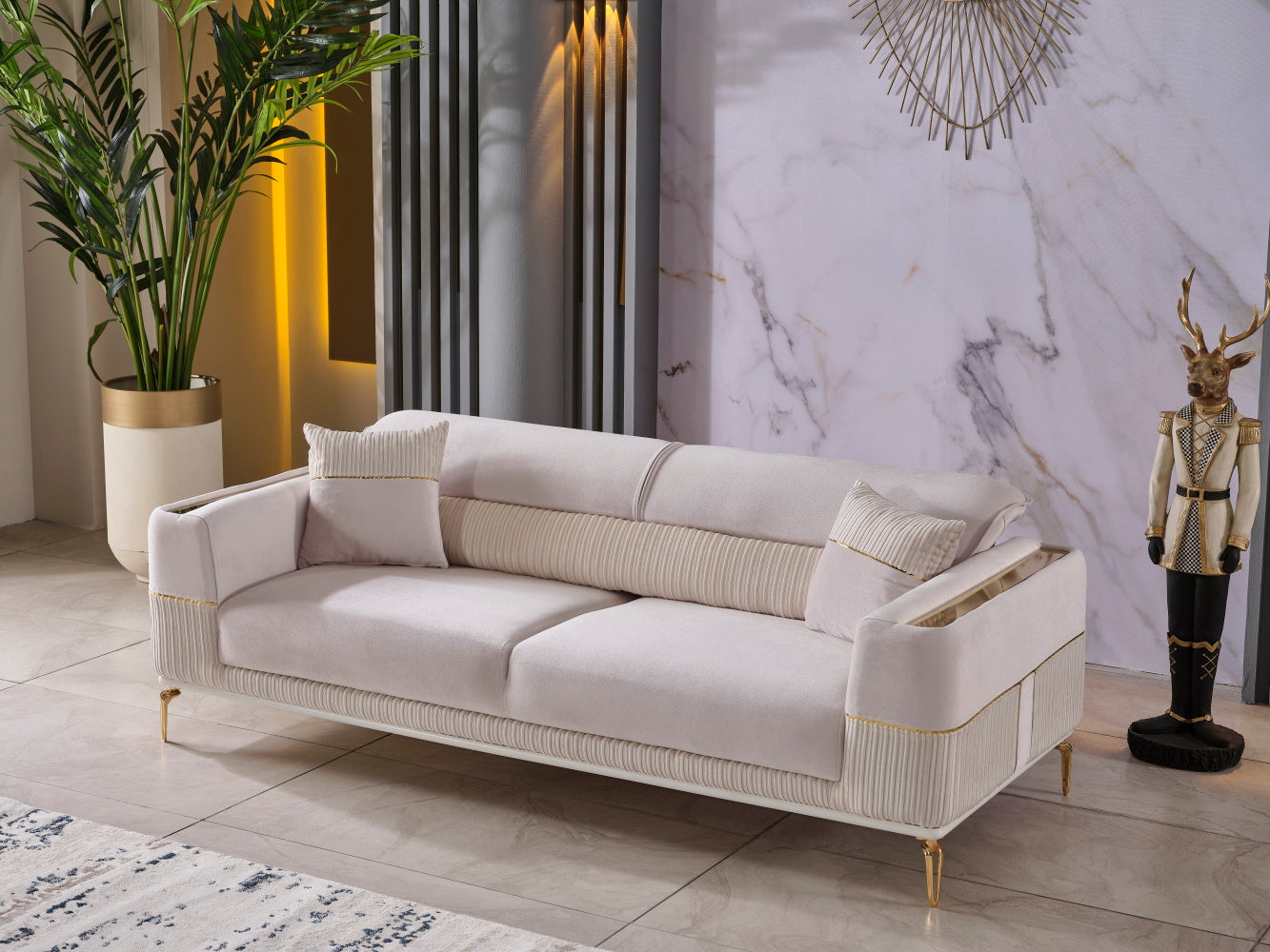 Berlin 3-pieces (Sofa & Loveseat & Chair)Livingroom Set Beige