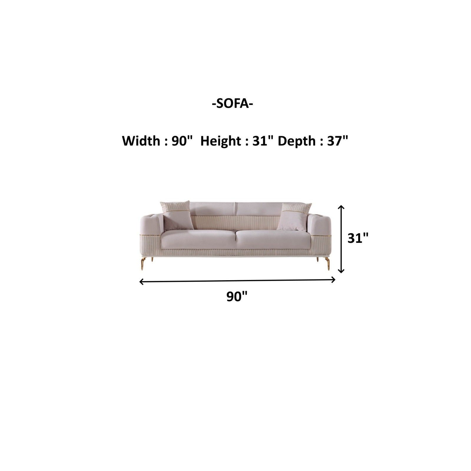 Berlin 3-pieces (Sofa & Loveseat & Chair)Livingroom Set Beige