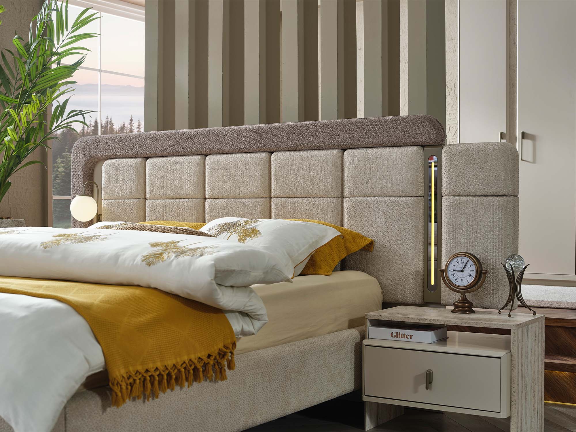 Bern Bedroom (Queen Frame With Headboard & Dresser With Mirror & 2 Nightstand)