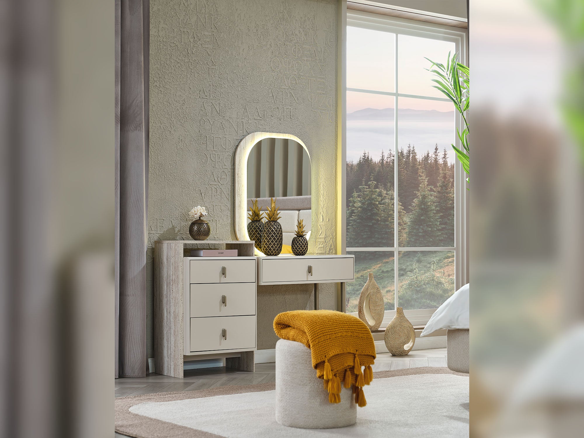 Bern Bedroom (Queen Frame With Headboard & Dresser With Mirror & 2 Nightstand)