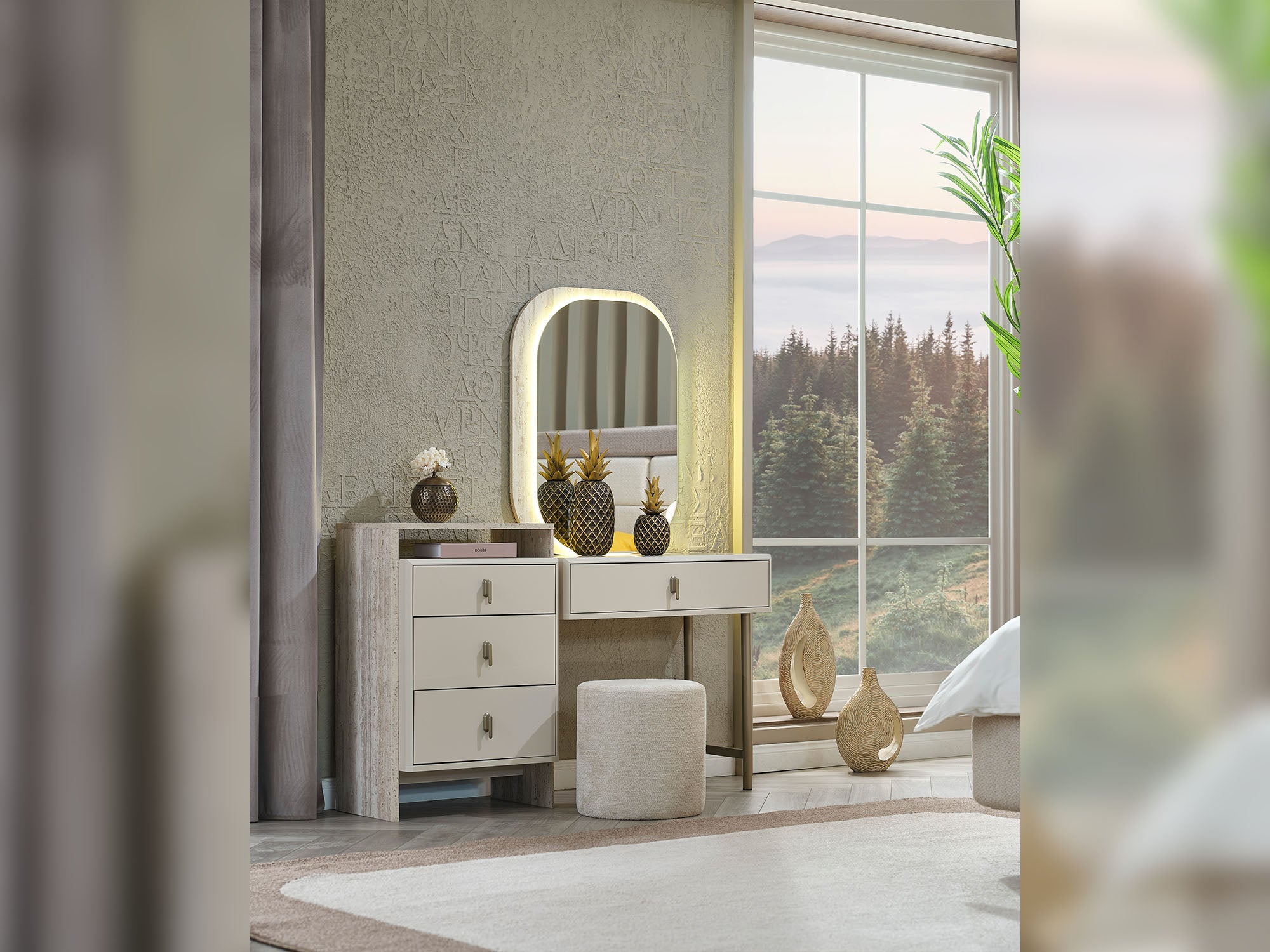 Bern Bedroom (Queen Frame With Headboard & Dresser With Mirror & 2 Nightstand)