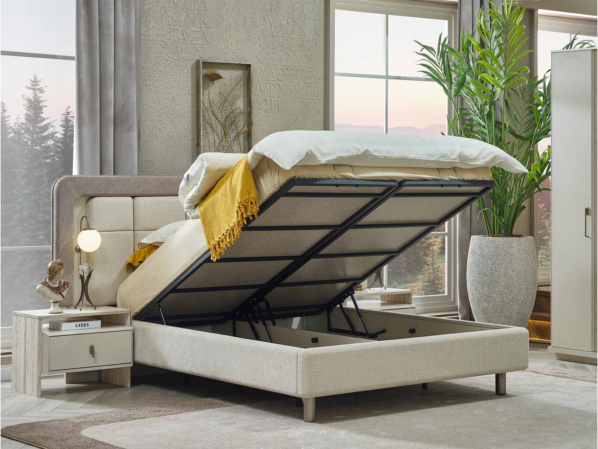 Bern Bedroom (Queen Frame With Headboard & Dresser With Mirror & 2 Nightstand)