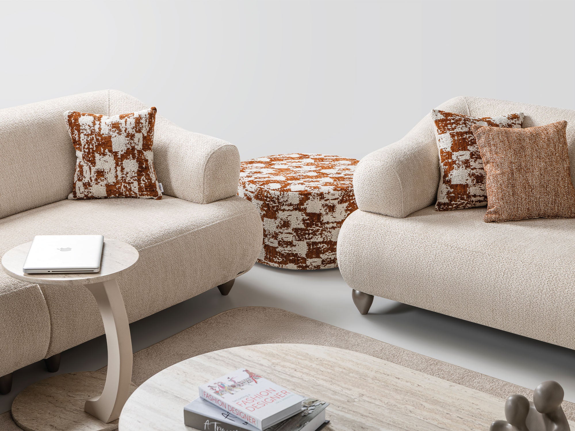 Bern 3-pieces (Sofa & Loveseat & Chair) Livingroom Set Cream
