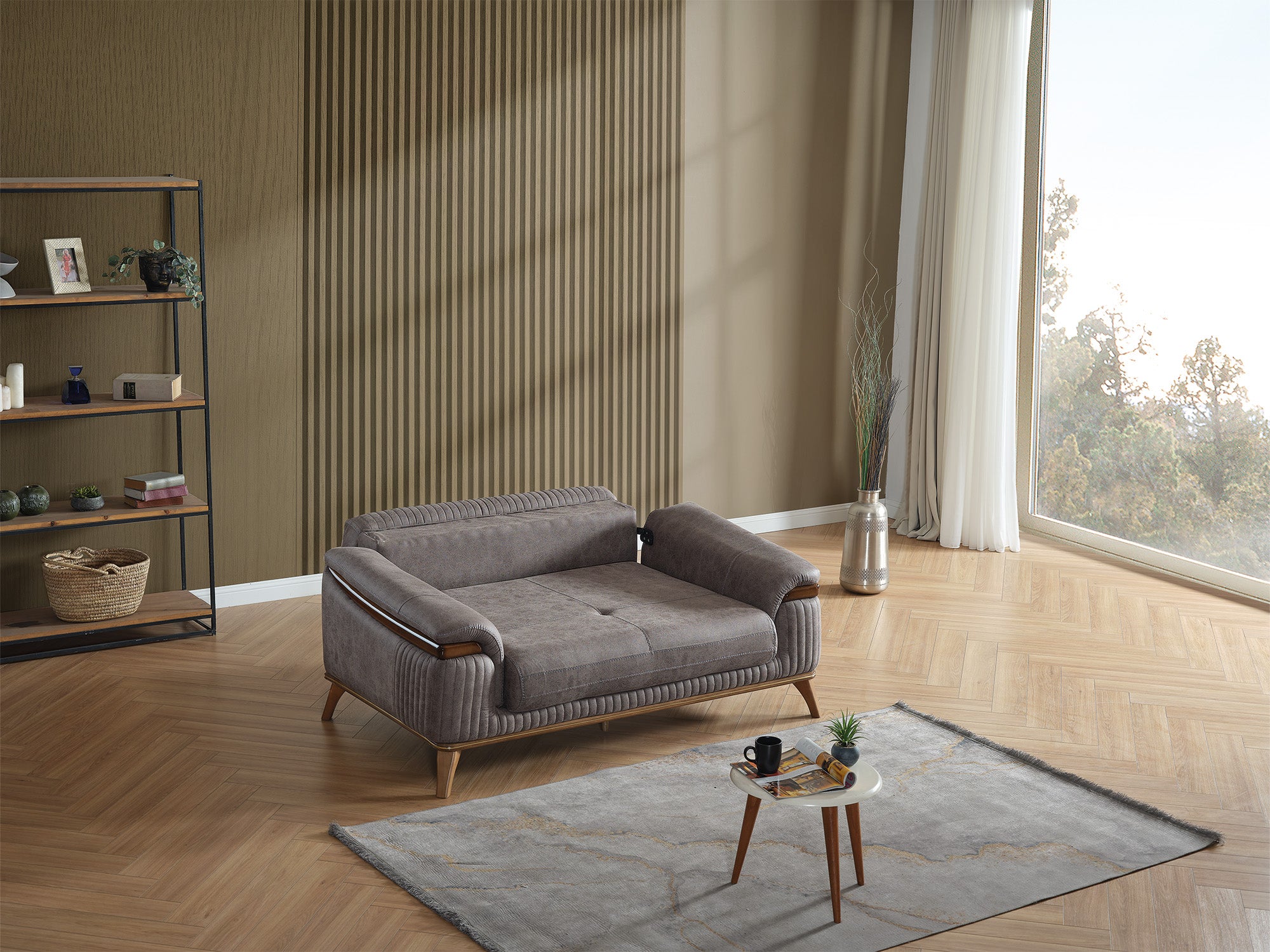 Beta Convertible Loveseat Fume