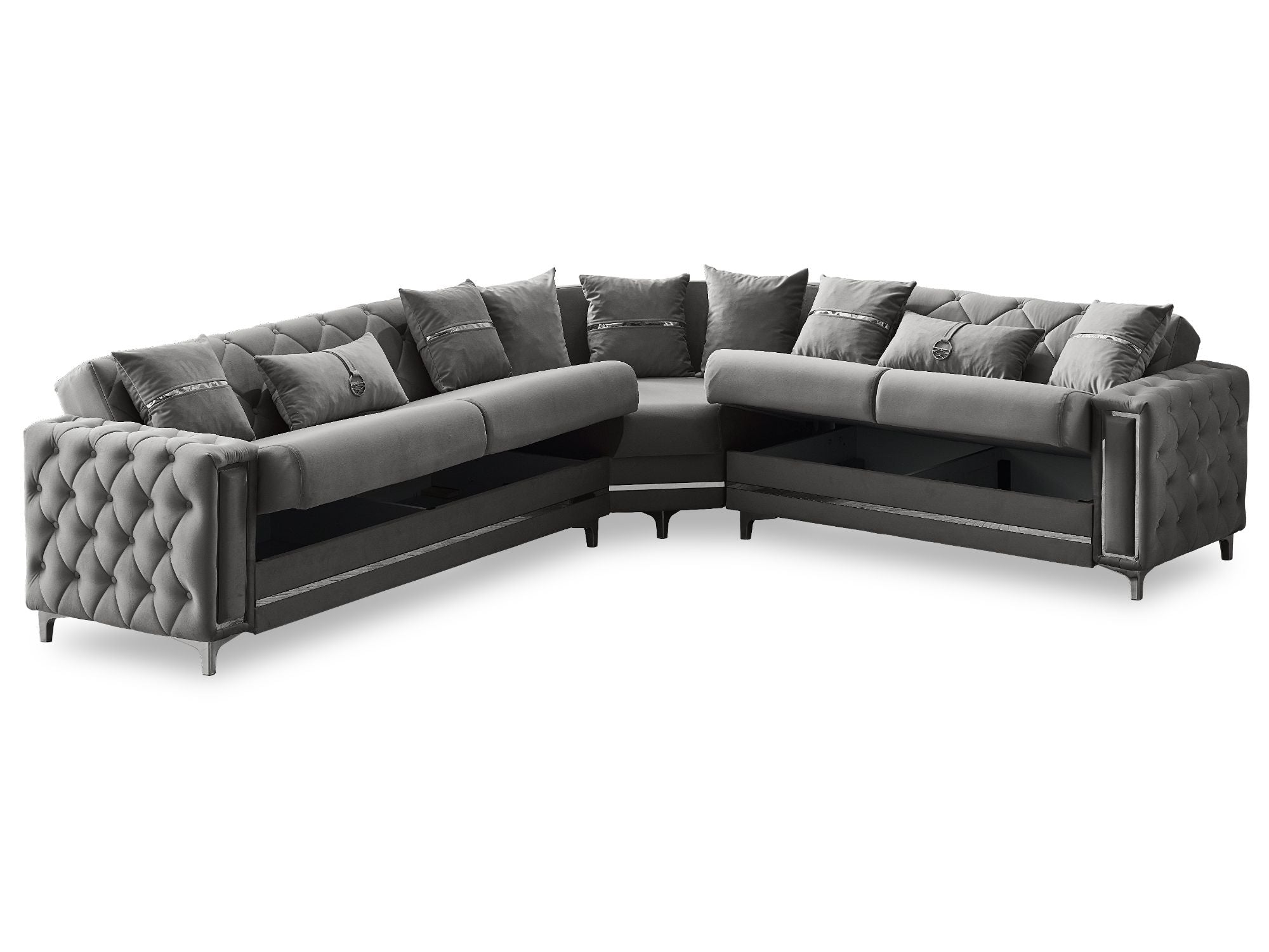 Bolivya Convertible Sectional Sofa Grey