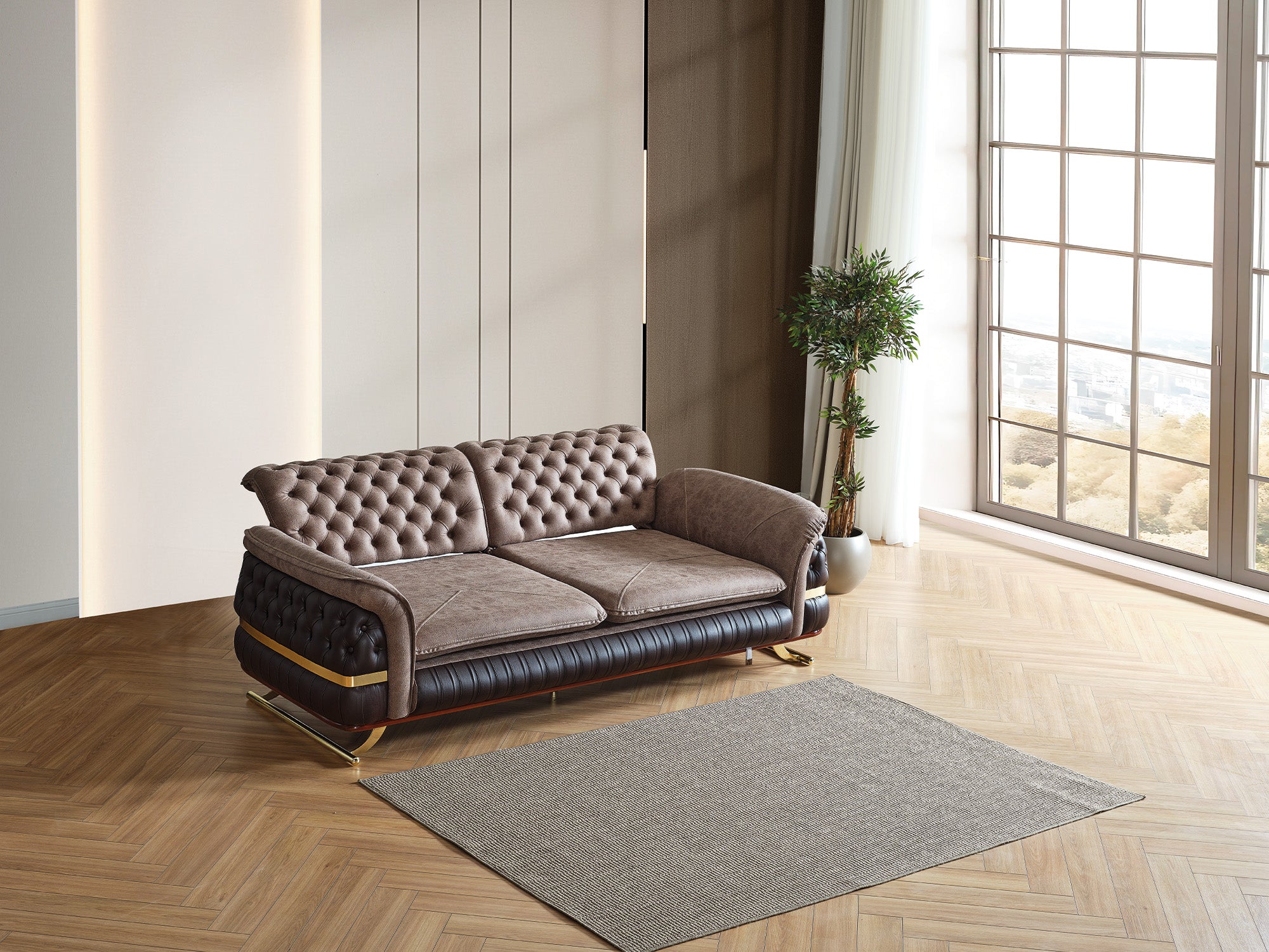 Bravo 3-pieces (Sofa & Loveseat & Chair) Livingroom Set Brown