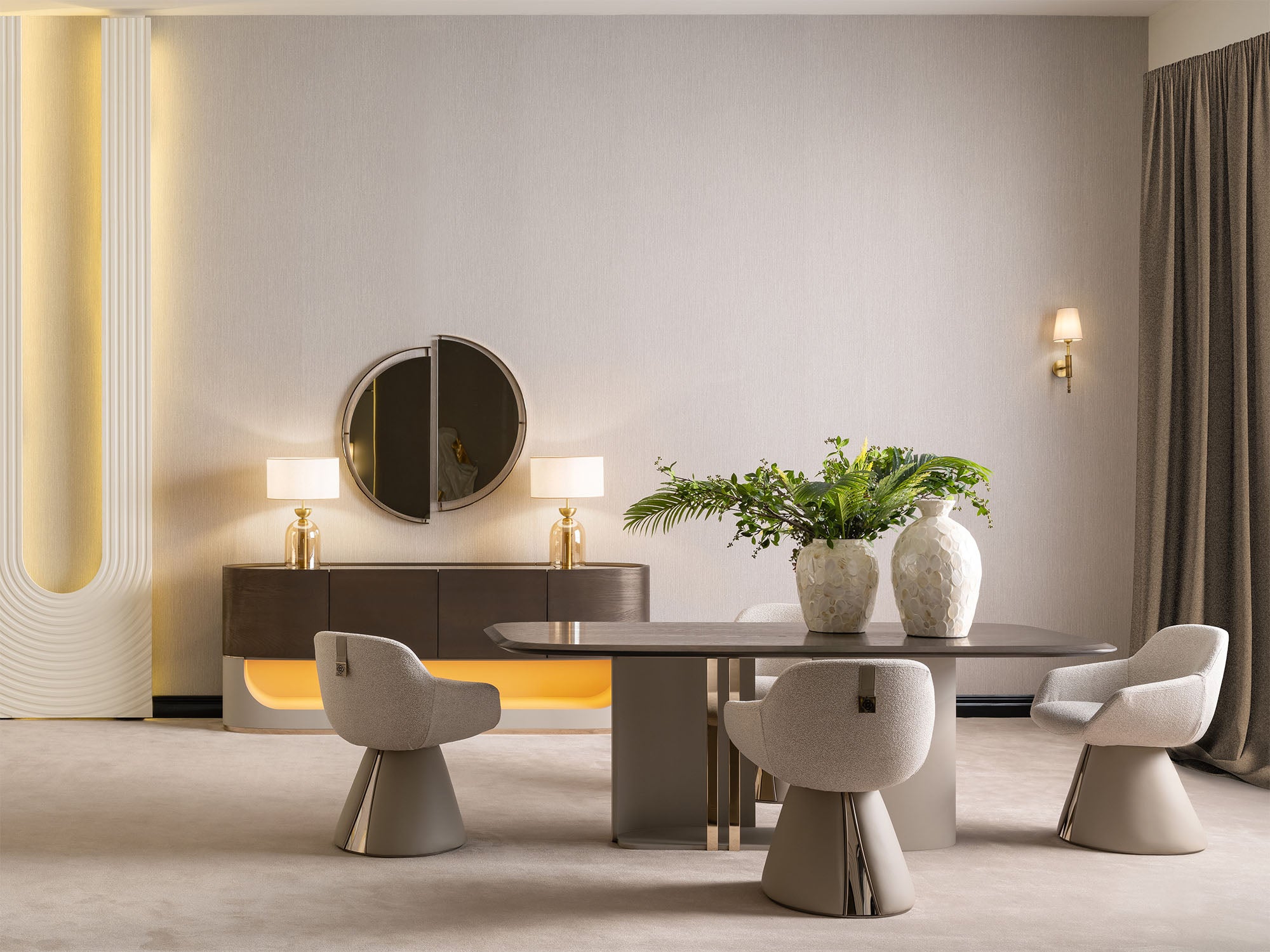 Calista Diningroom (Consol With Mirror & Dining Table & 6 Dining Chair)