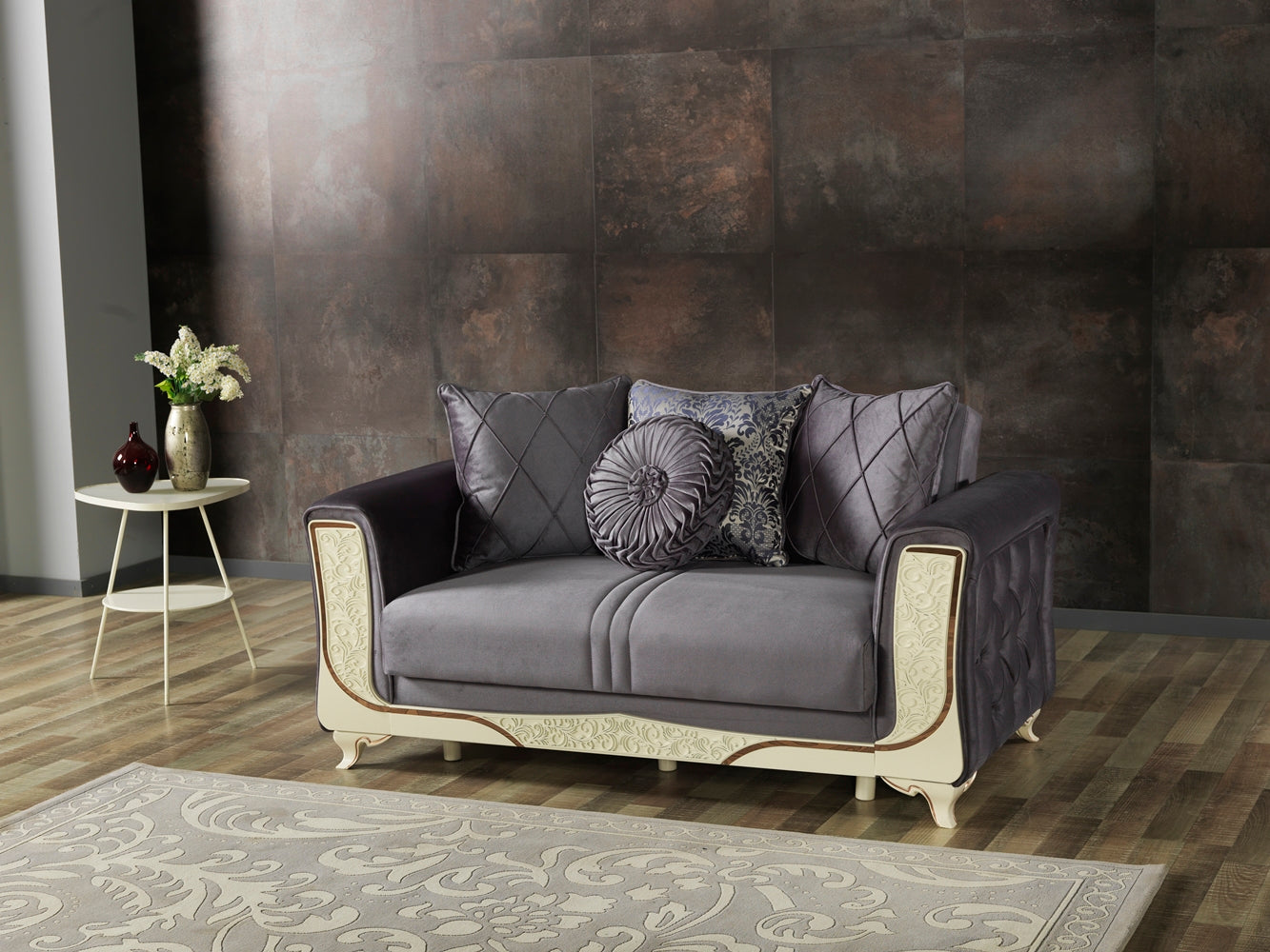 Carmen Convertible Loveseat Dark Grey