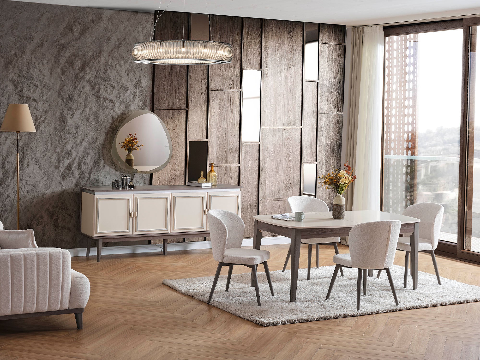 Carmen Diningroom (Consol With Mirror & Dining Table & 6 Dining Chair)