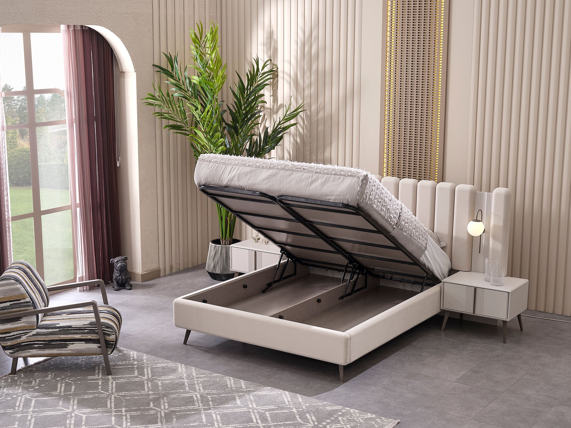 Cenova Bedroom (Queen Frame With Headboard & Dresser With Mirror & 2 Nightstand)