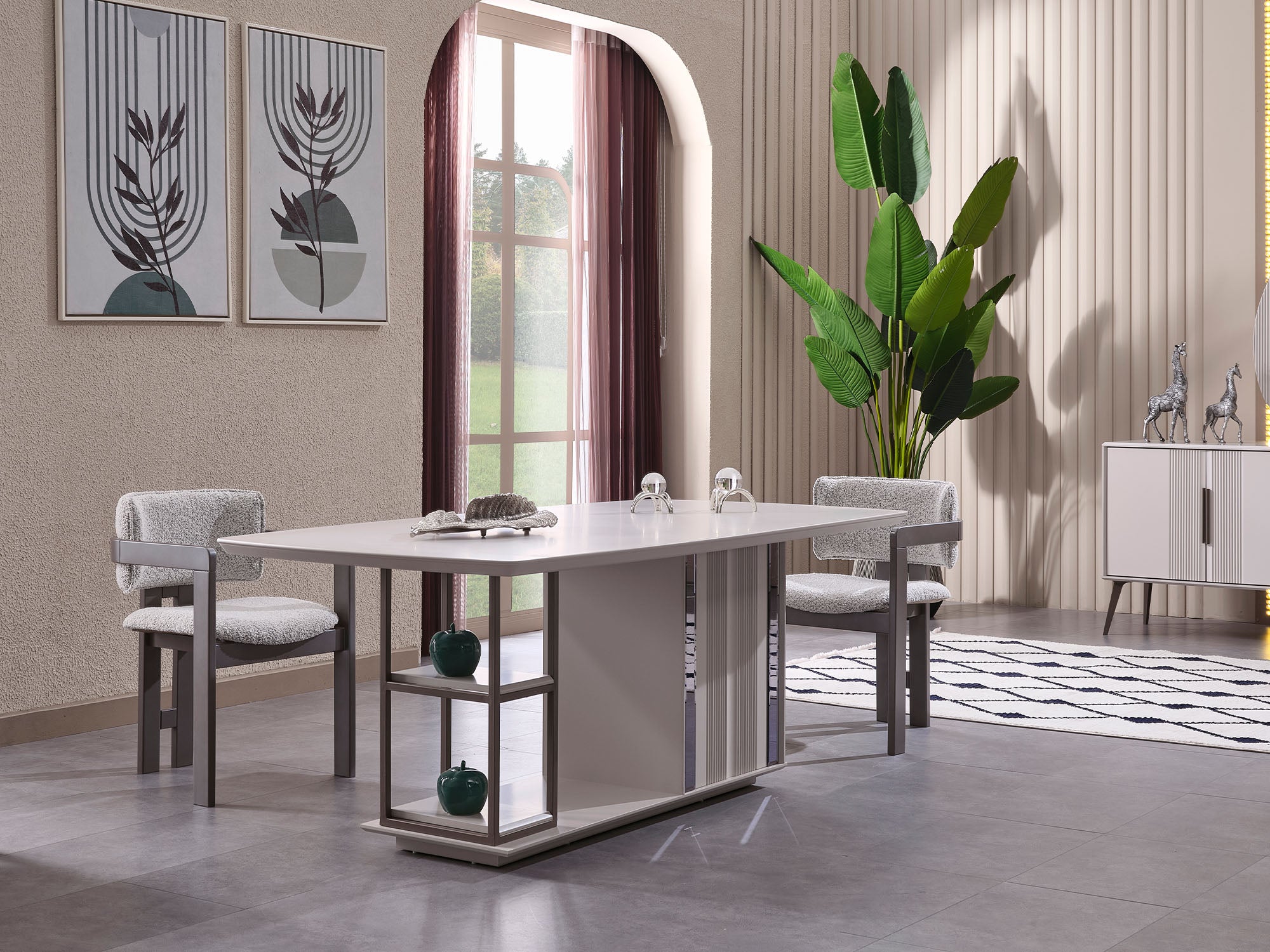 Cenova Diningroom (Consol With Mirror & Dining Table & 6 Dining Chair)