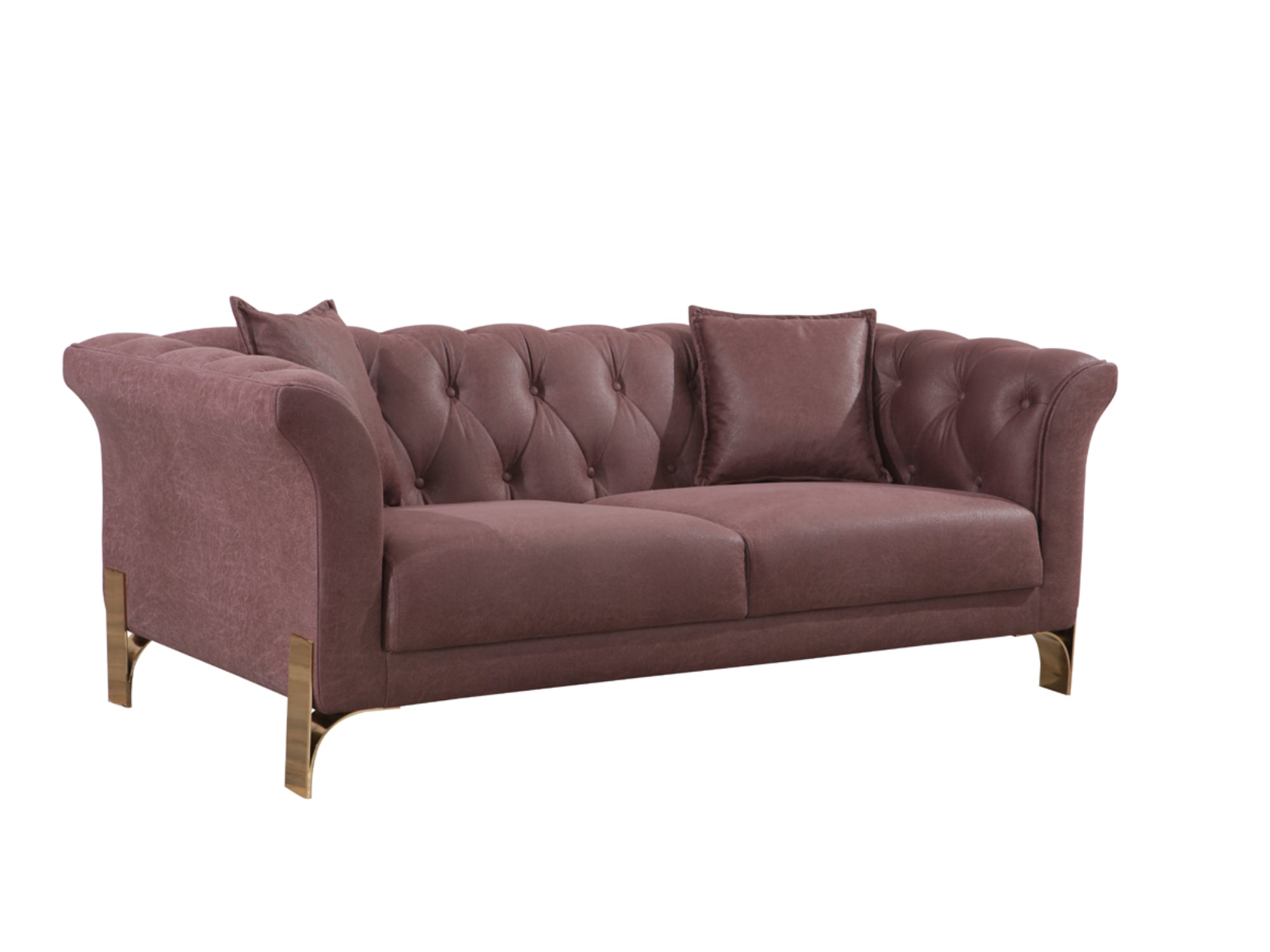 Chess Stationary Livingroom Loveseat Purple With Gold Legs