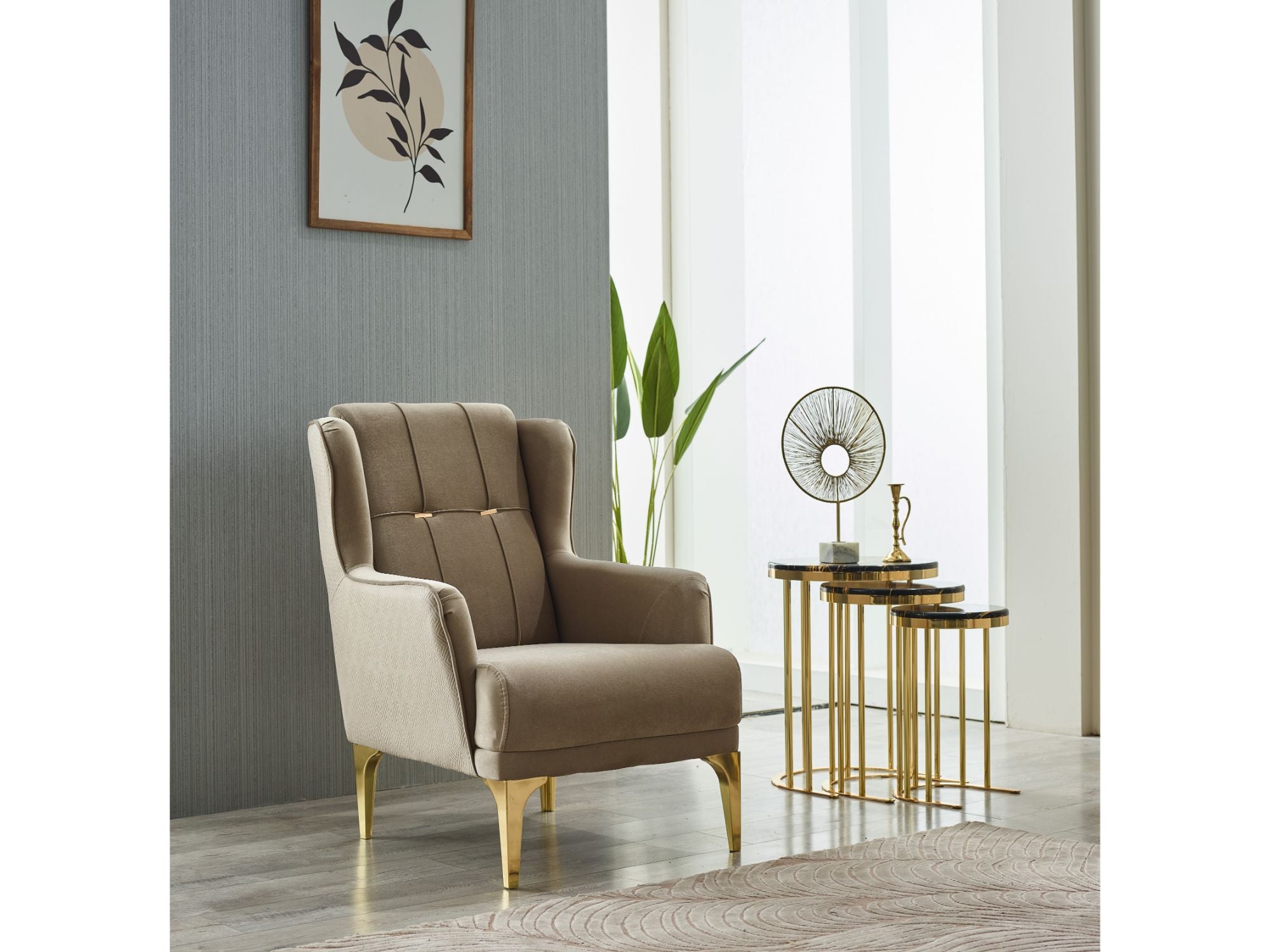 Clara 3-pieces (Sofa & Loveseat & Chair) Livingroom Set Beige