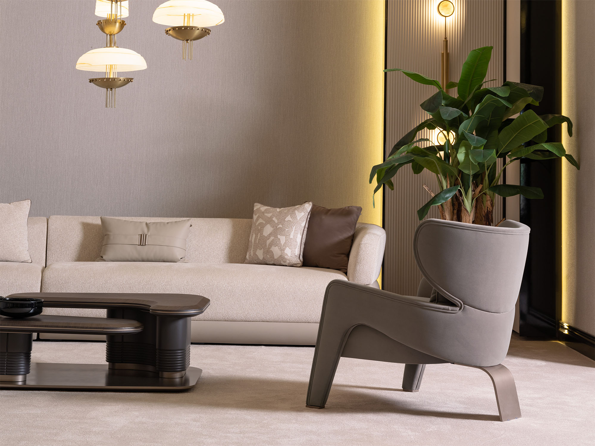 Corte 4-pieces (Four Seater lounge Sofa & 1 Four Seater Sofa &  2 Chair) Livingroom